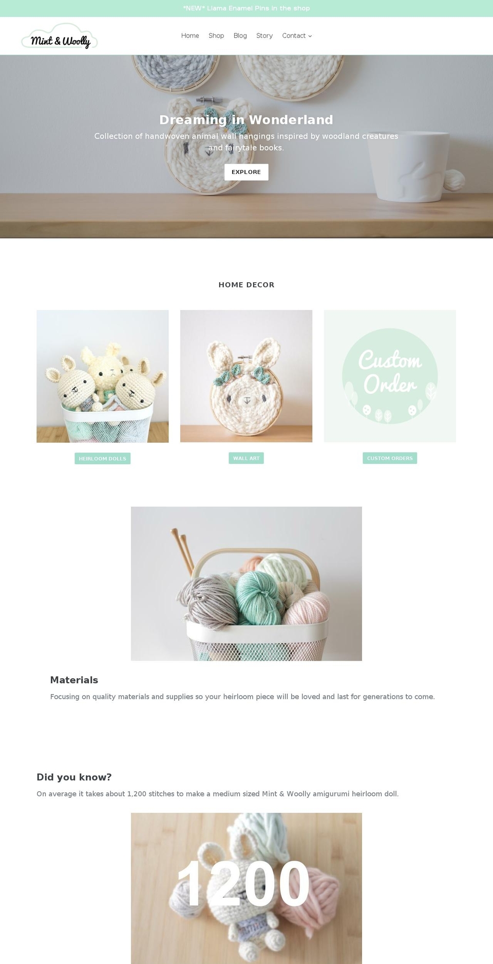 mintandwoolly.com shopify website screenshot