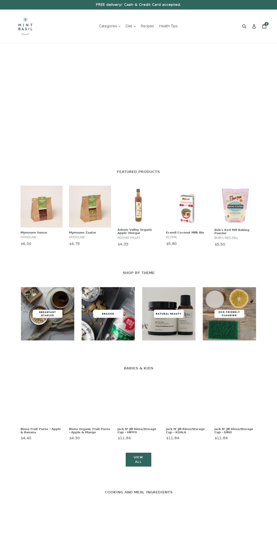 mintbasilmarket.com shopify website screenshot