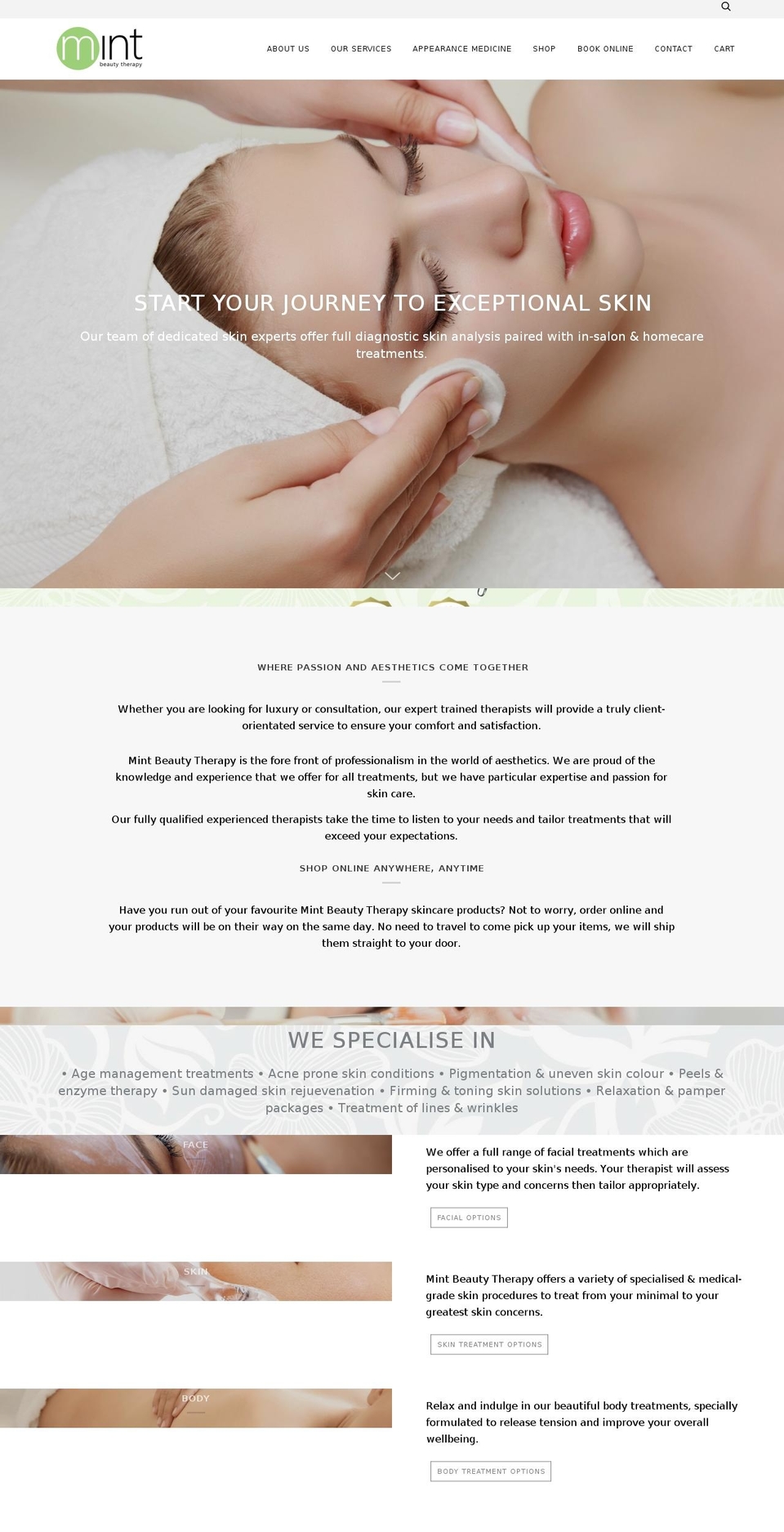 mintbeauty.co.nz shopify website screenshot