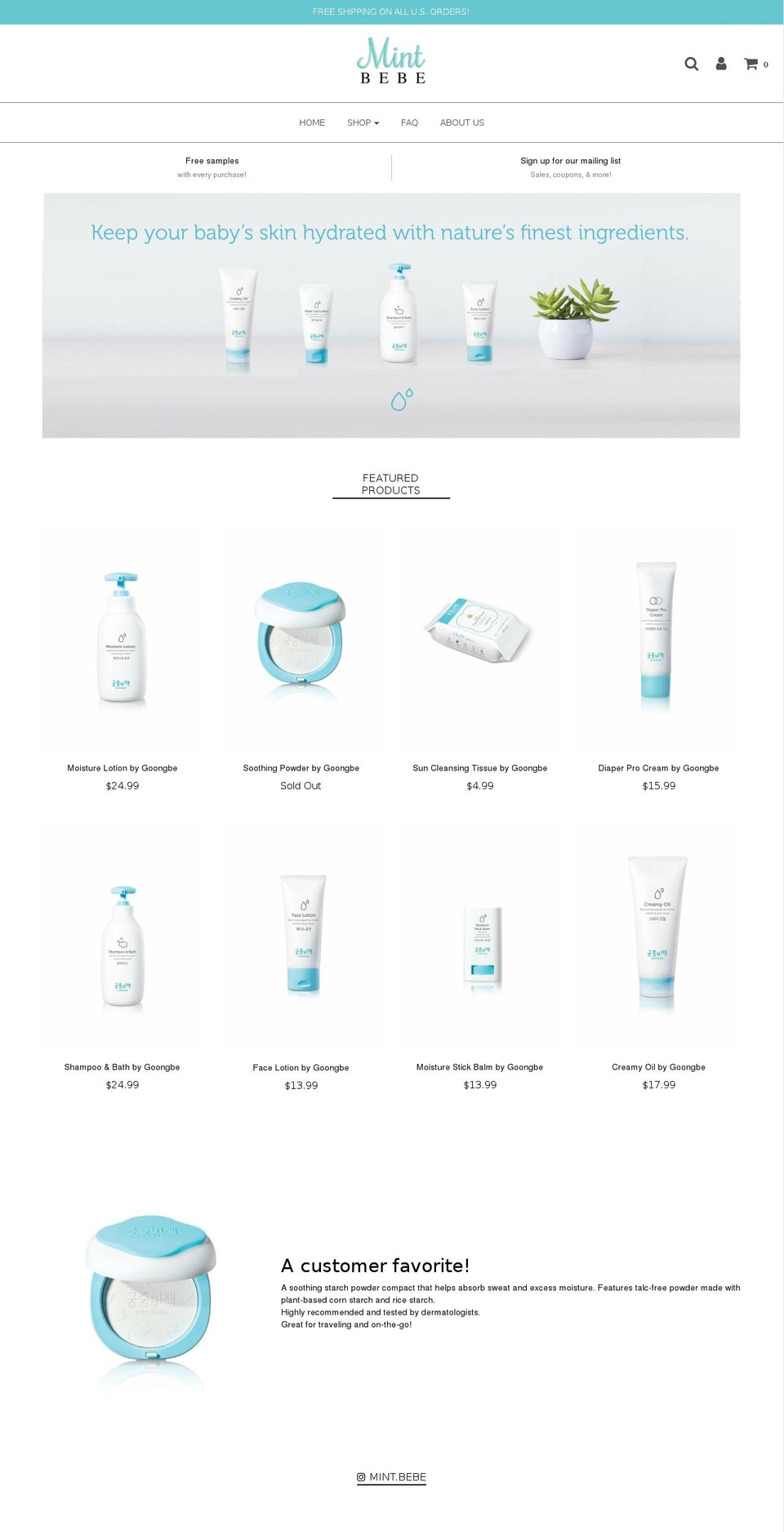 mintbebe.com shopify website screenshot