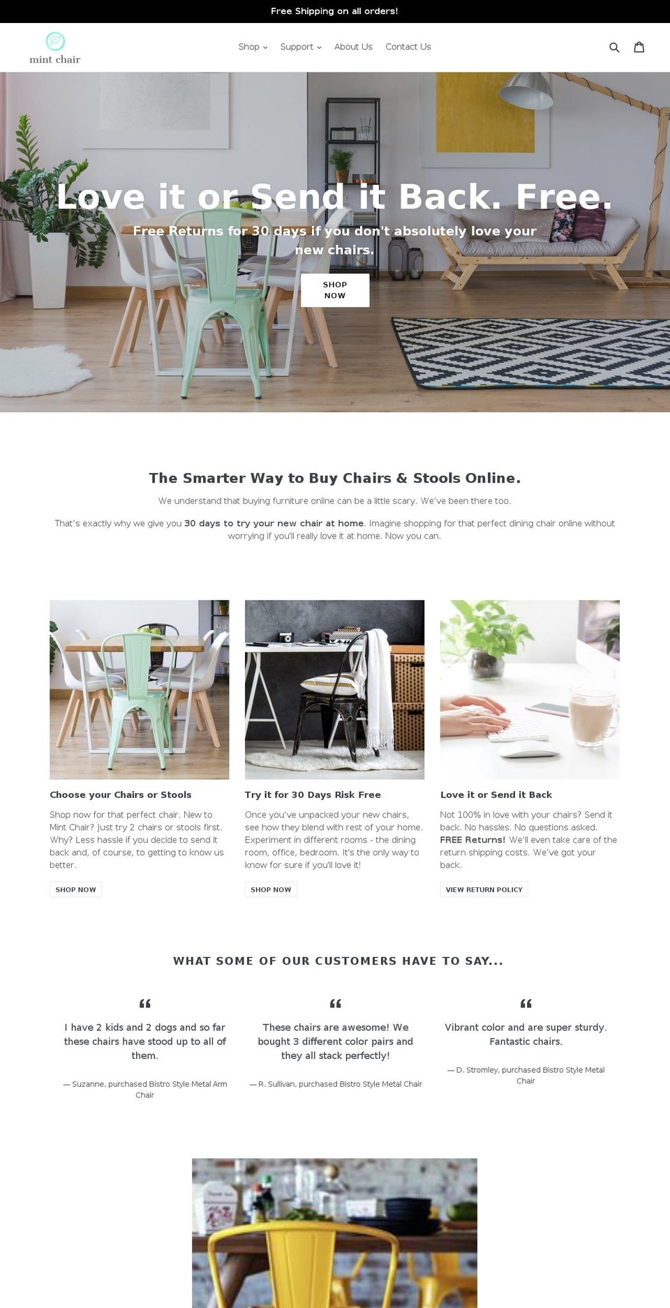 mintchair.com — Shopify storefront screenshot
