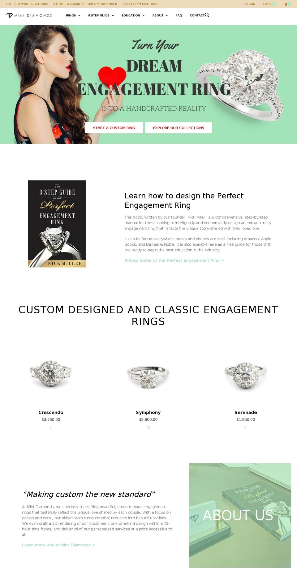 mintdiamonds.com shopify website screenshot