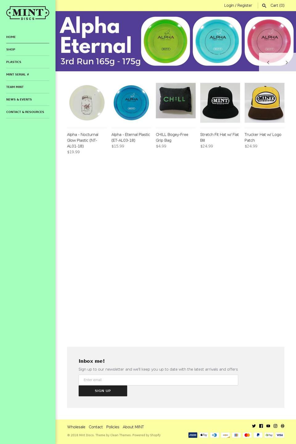 mintdiscgolf.com — Shopify storefront screenshot
