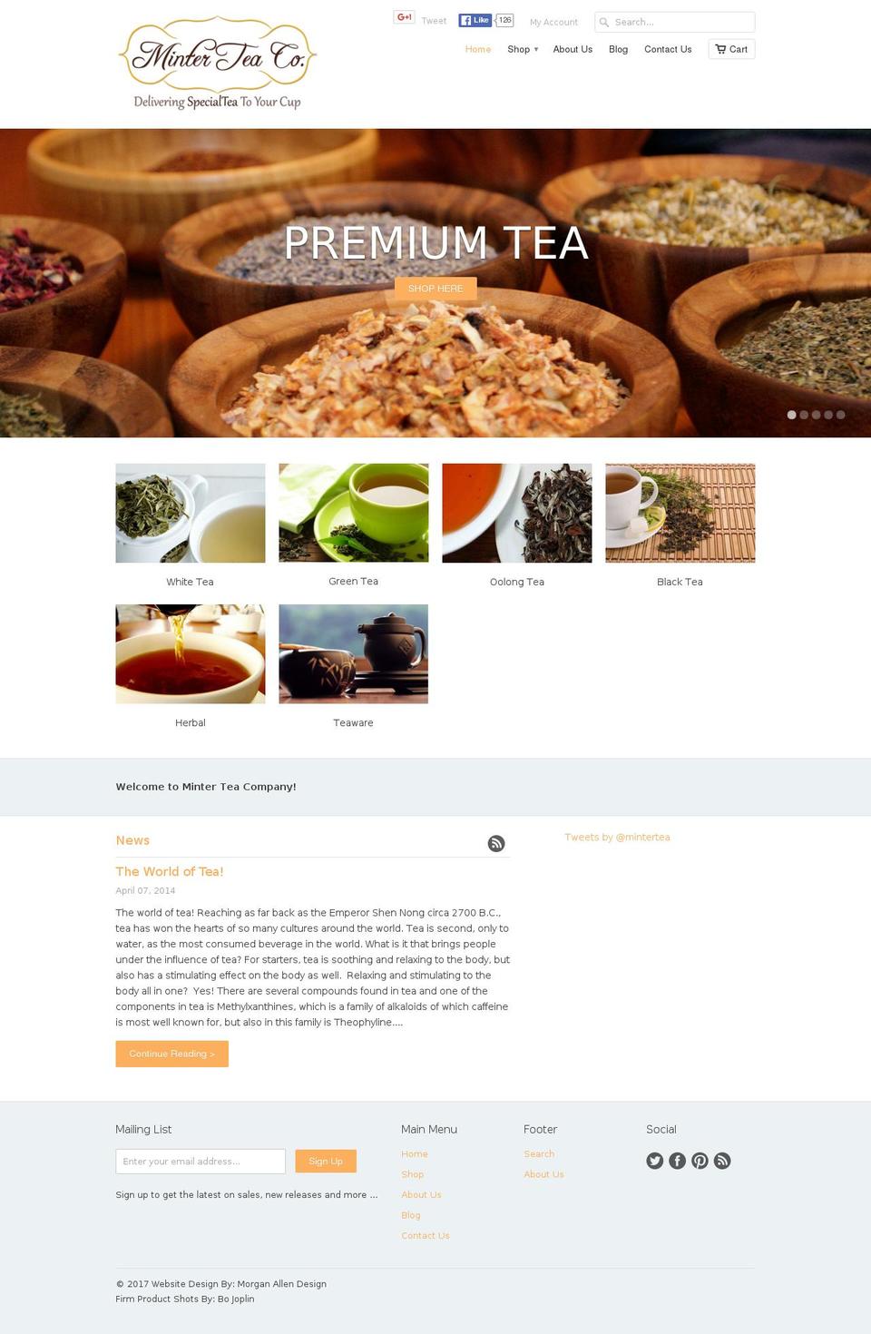 mintertea.com shopify website screenshot