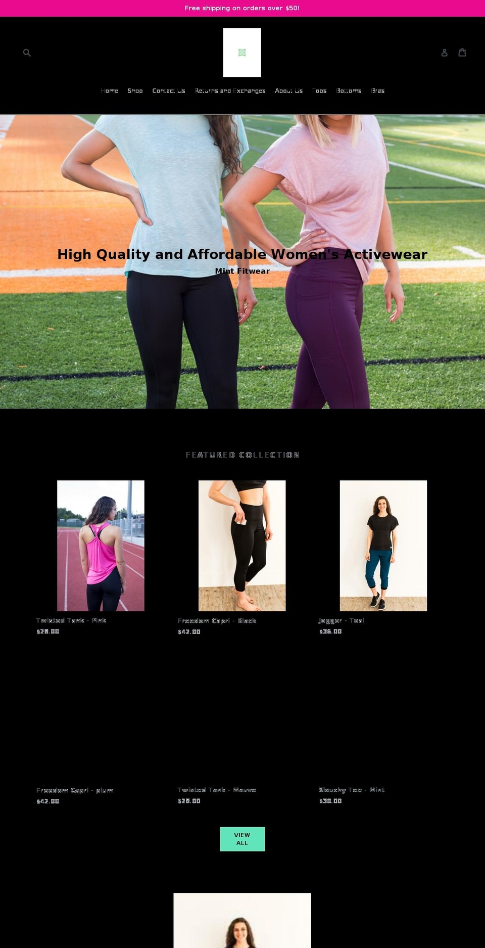 mintfitwear.com — Shopify storefront screenshot