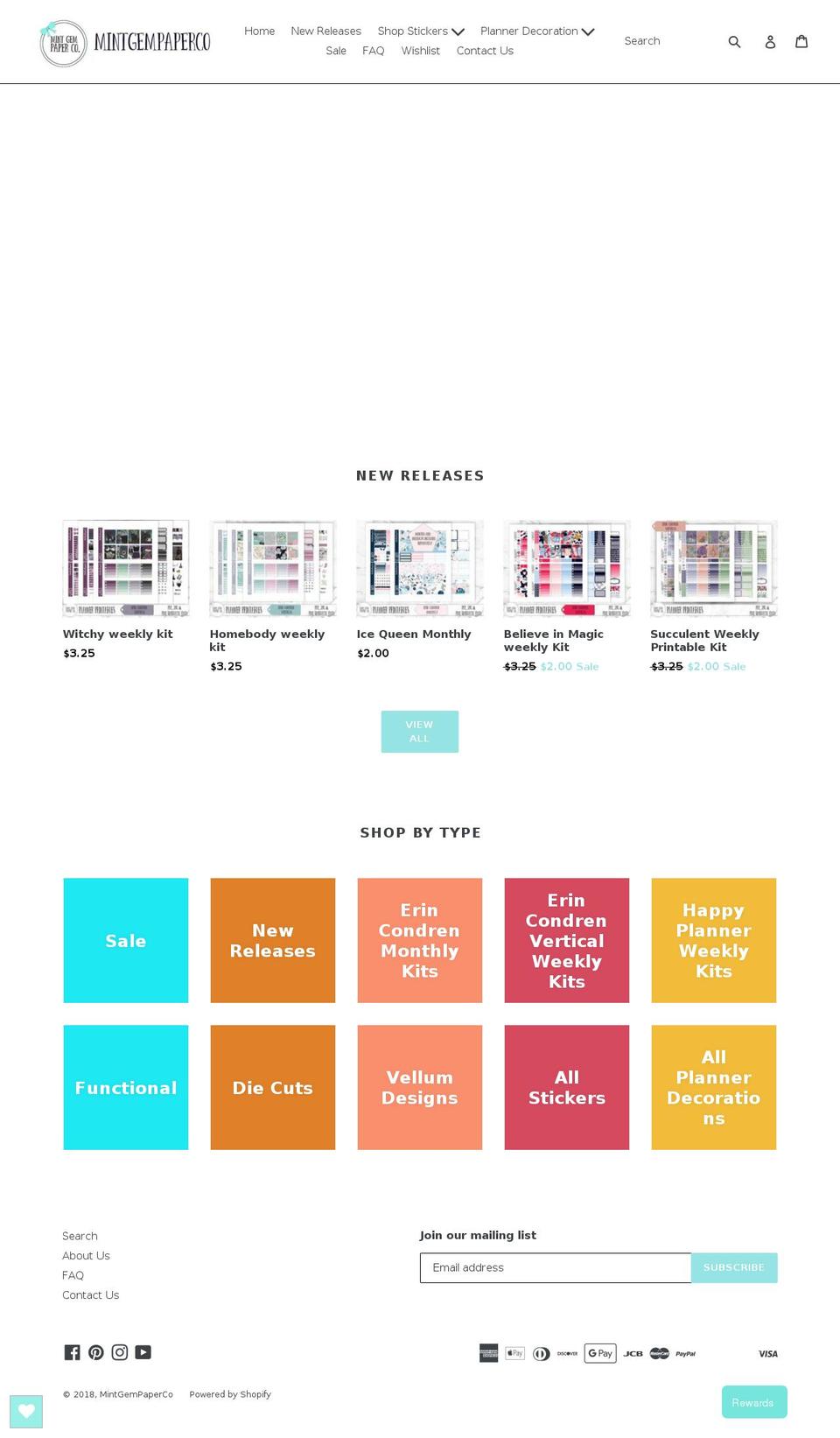 mintgempaperco.com — Shopify storefront screenshot