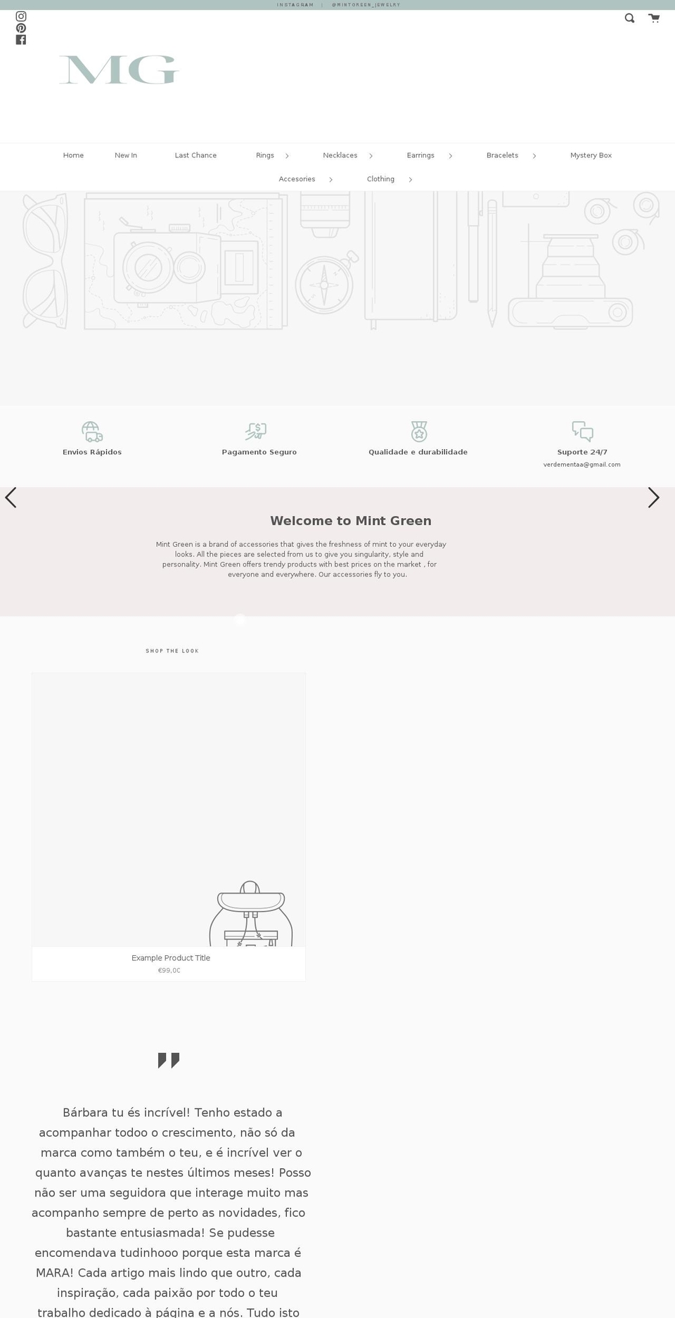 mintgreenstore.com shopify website screenshot