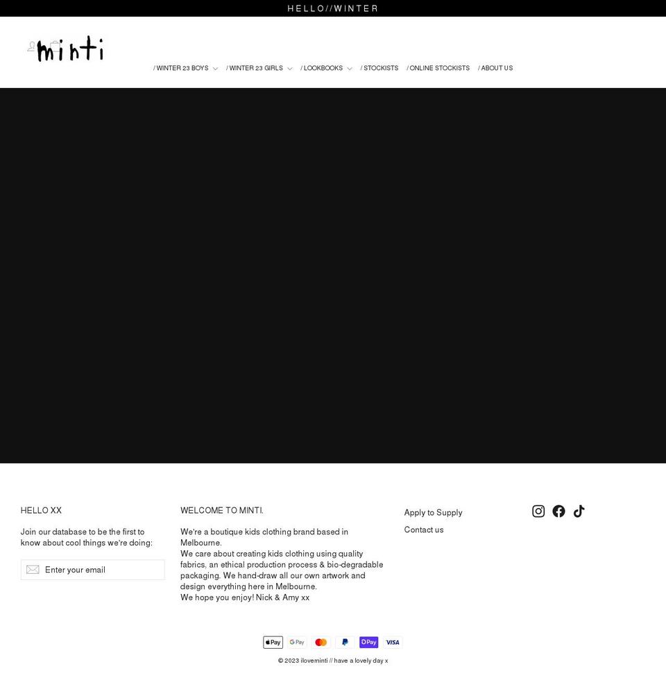 minti.co.nz shopify website screenshot