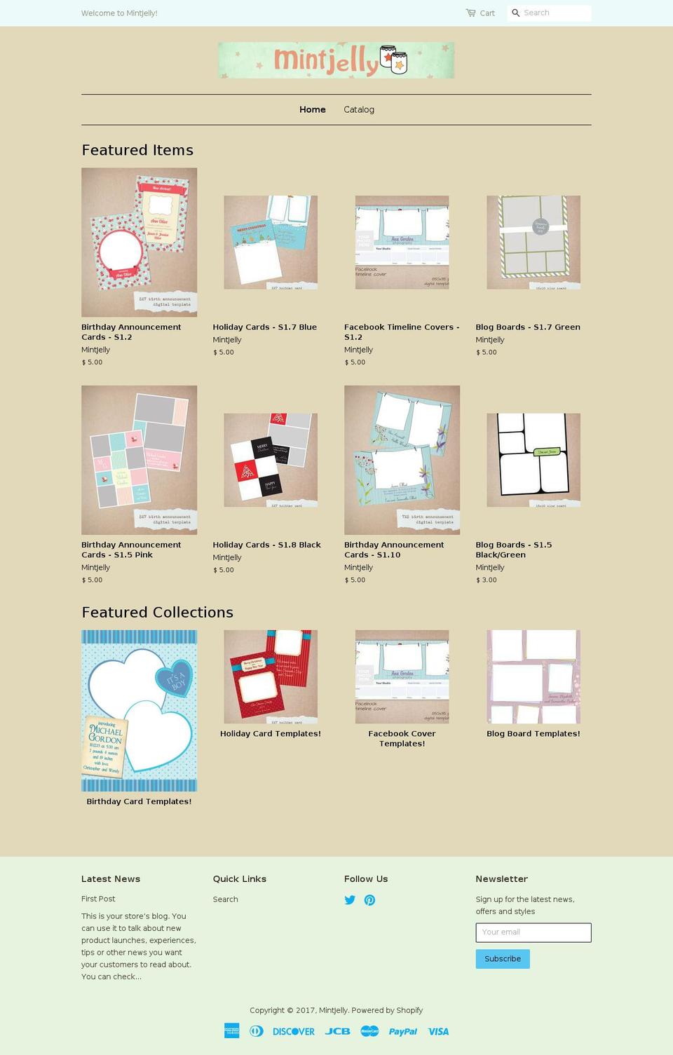mintjellydesign.com shopify website screenshot