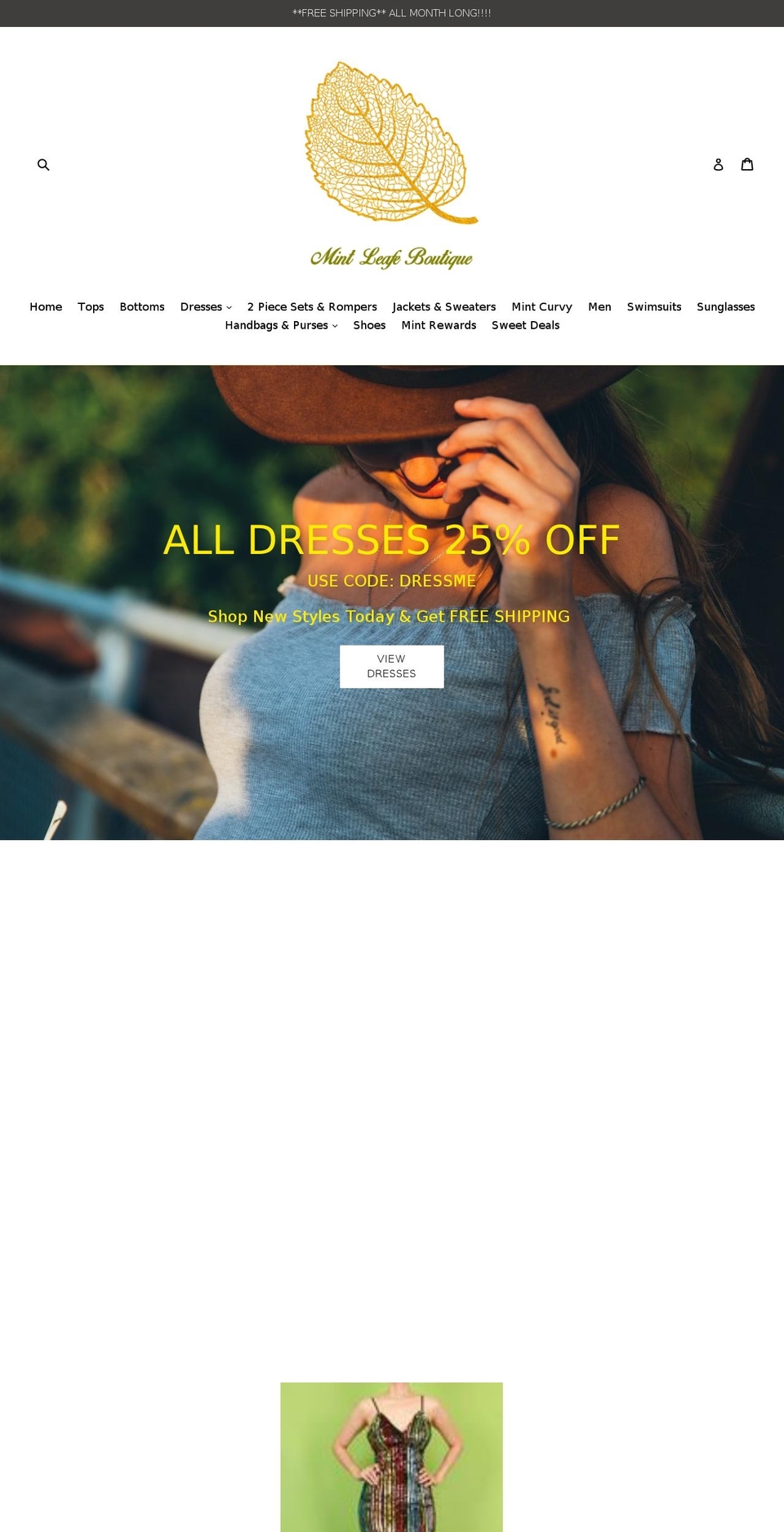 mintleafeboutique.com — Shopify storefront screenshot