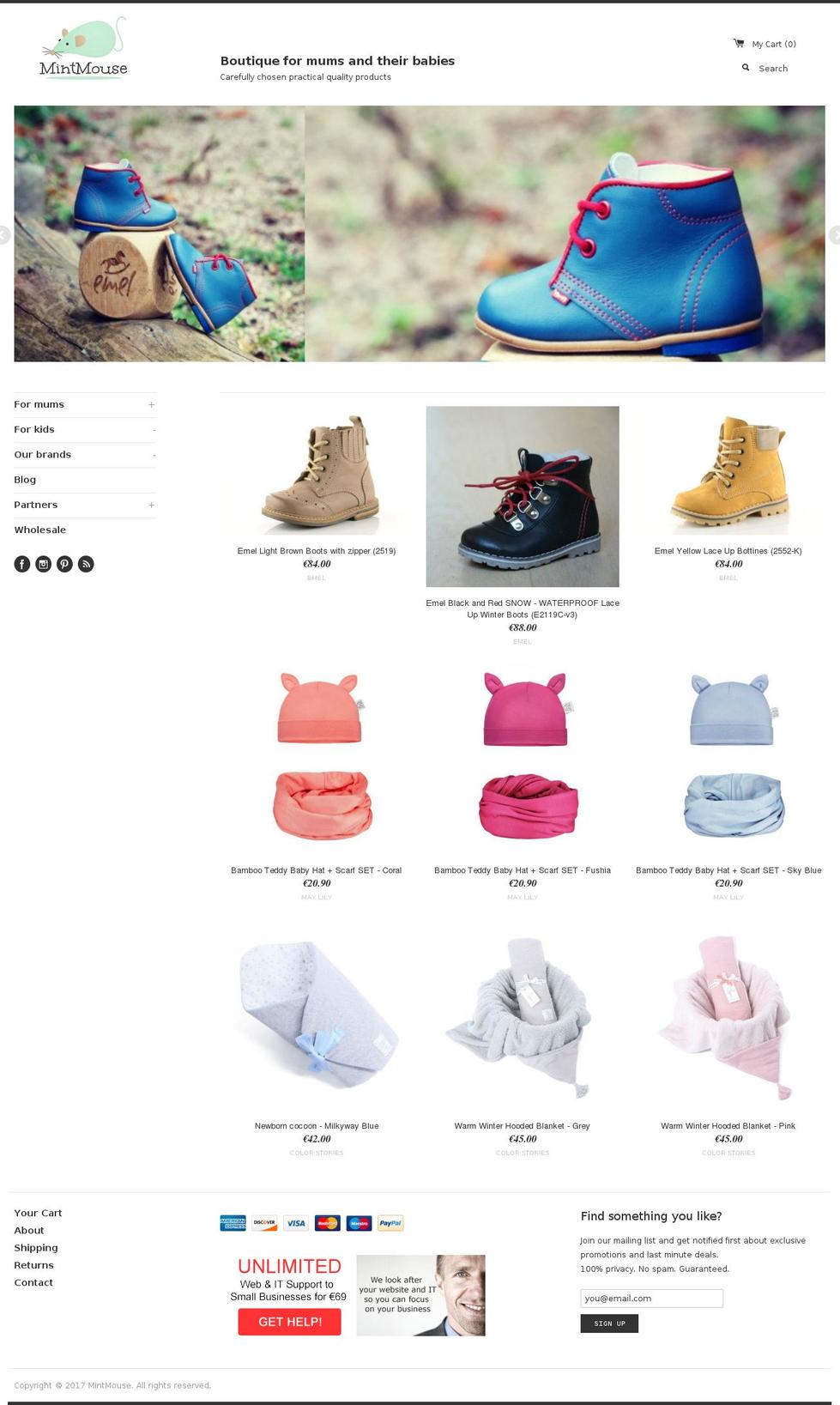 mintmouse.lu shopify website screenshot