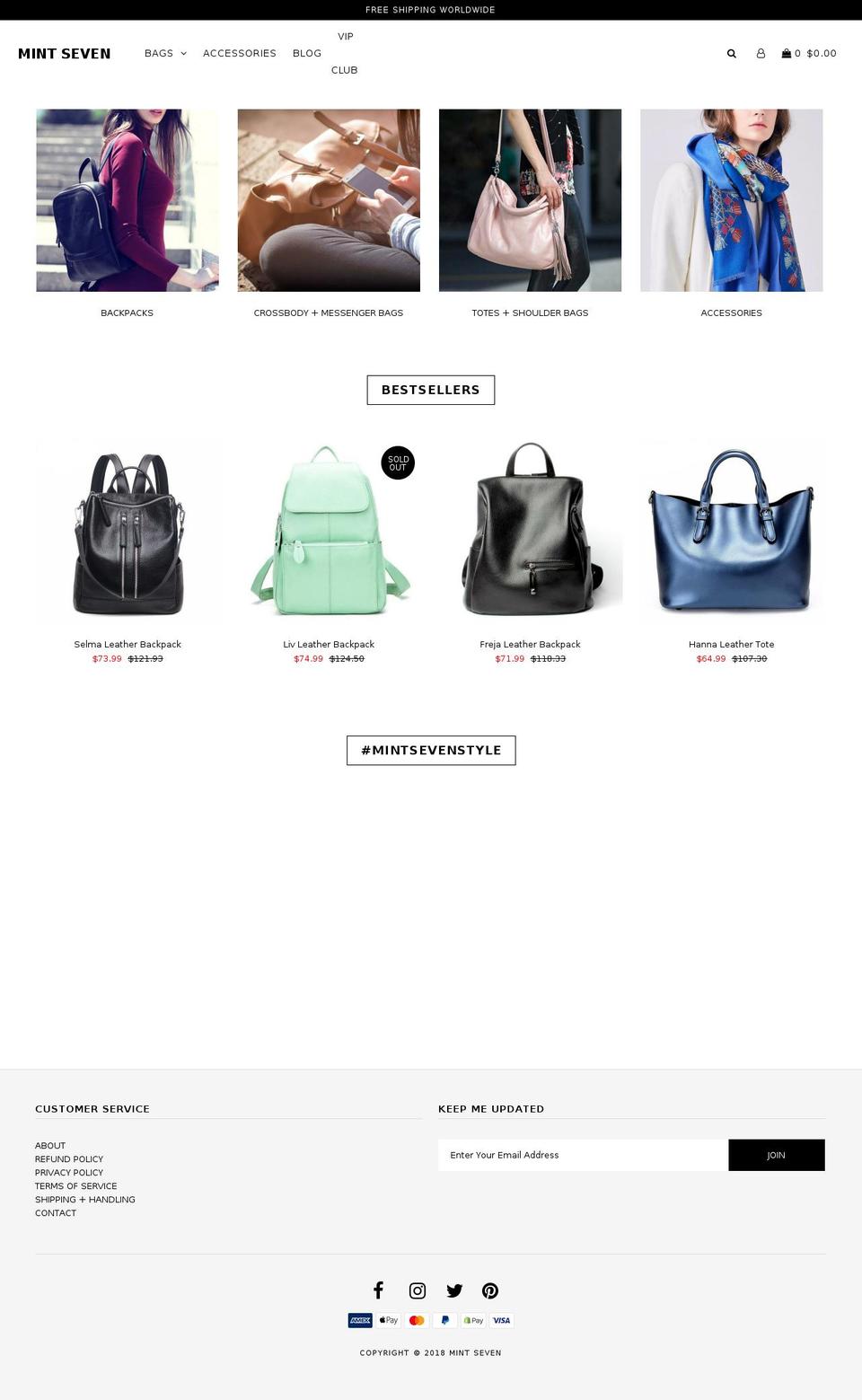 mintseven.com — Shopify storefront screenshot