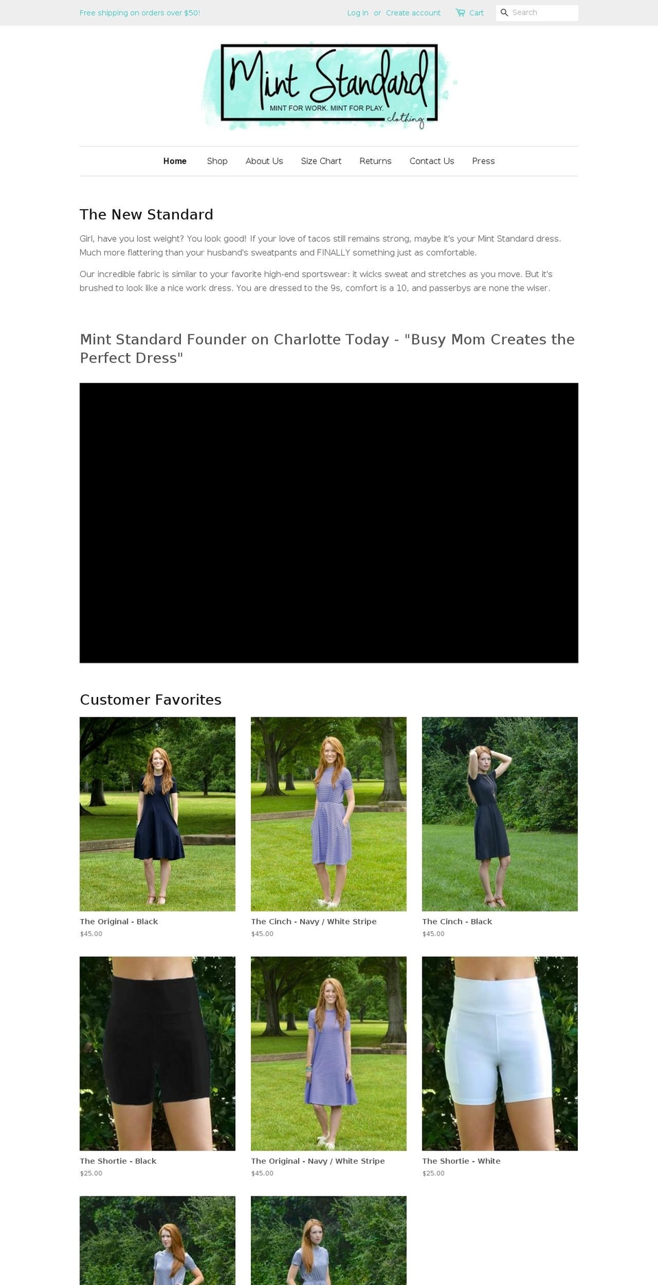 mintstandardclothing.com — Shopify storefront screenshot