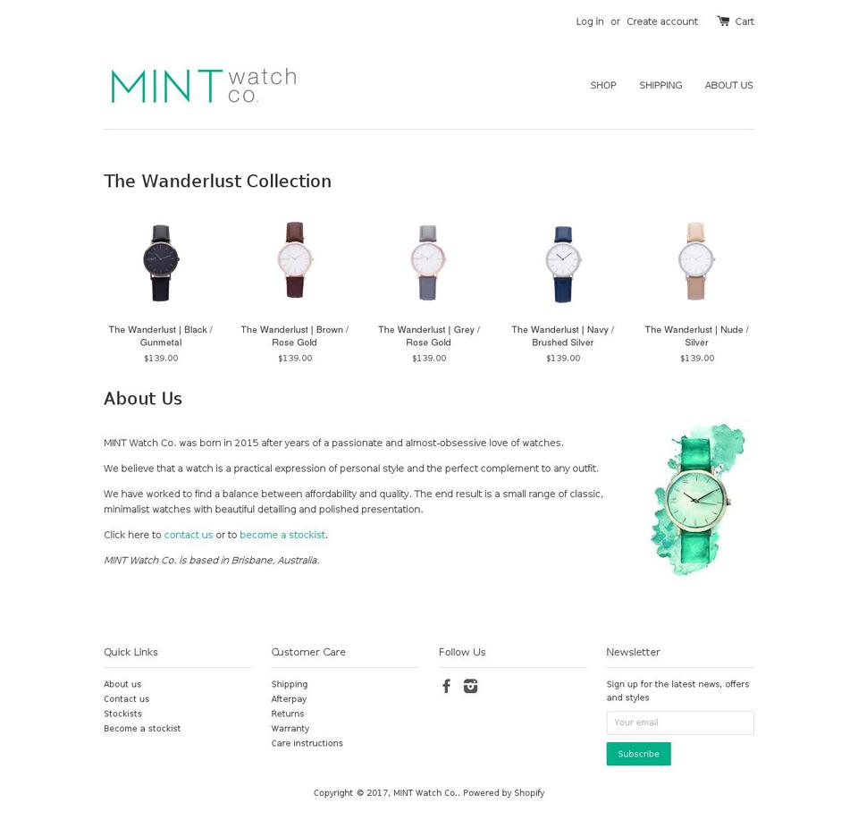 mintwatchco.com shopify website screenshot