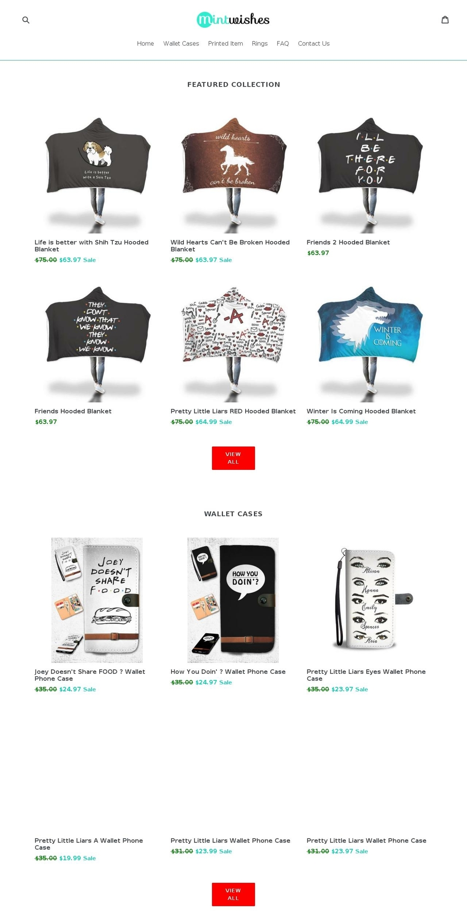mintwishes.com — Shopify storefront screenshot