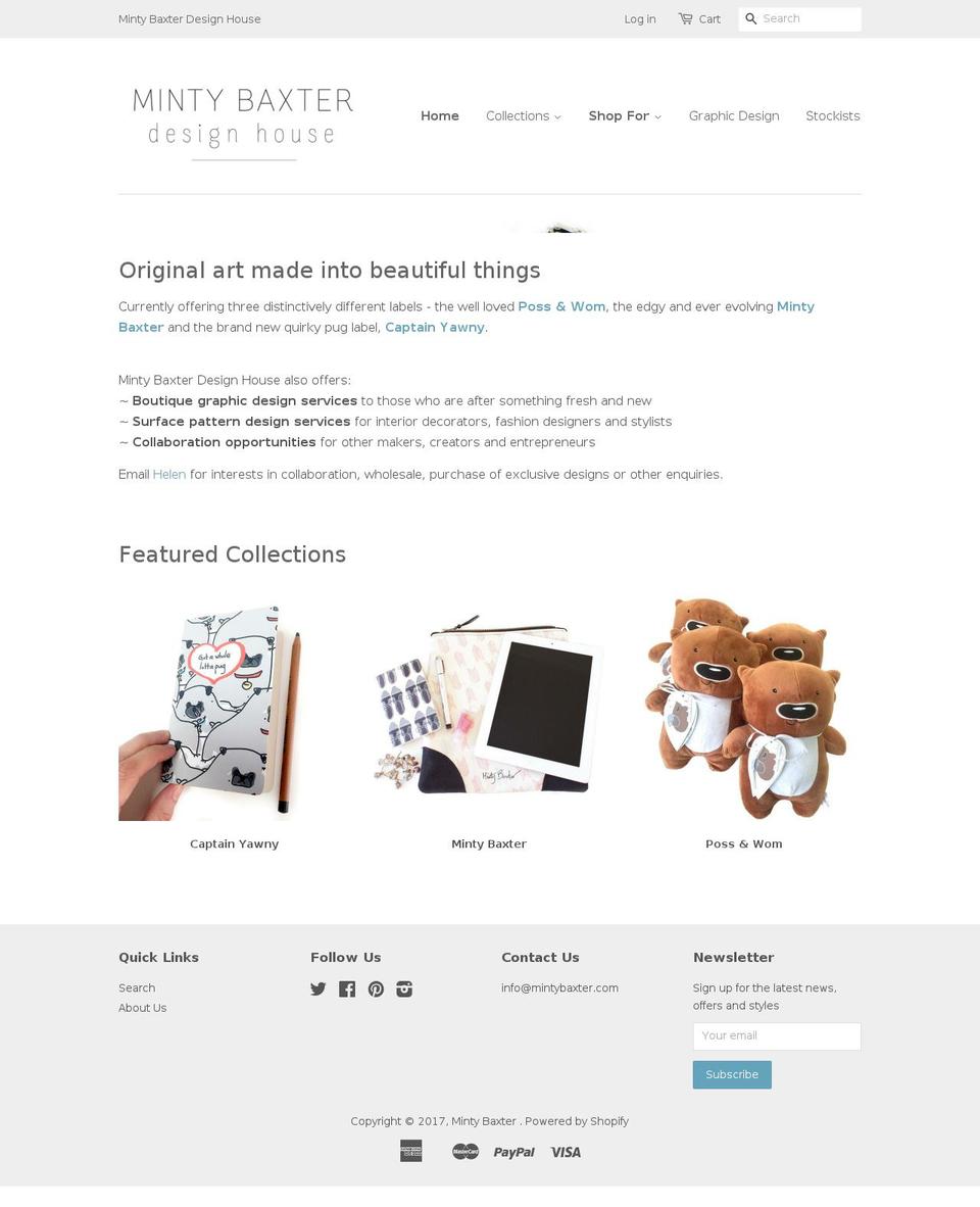 mintybaxter.com shopify website screenshot