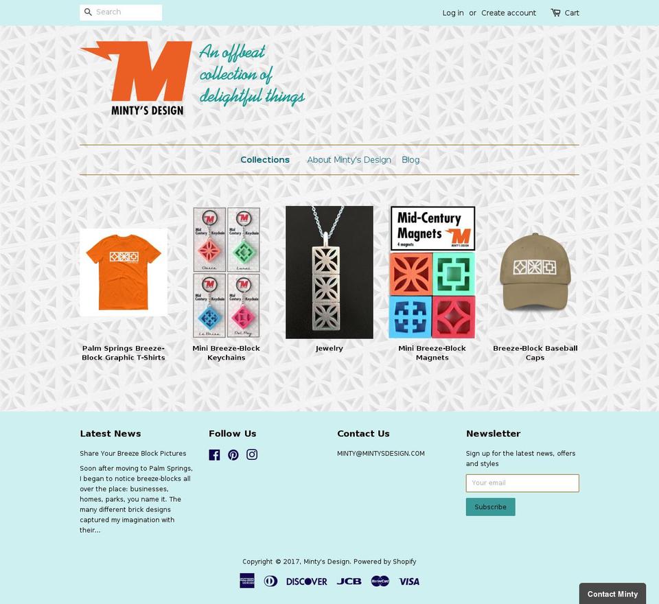 mintysdesign.com shopify website screenshot