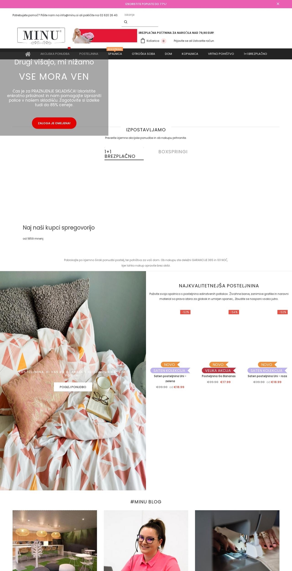 minu.si shopify website screenshot