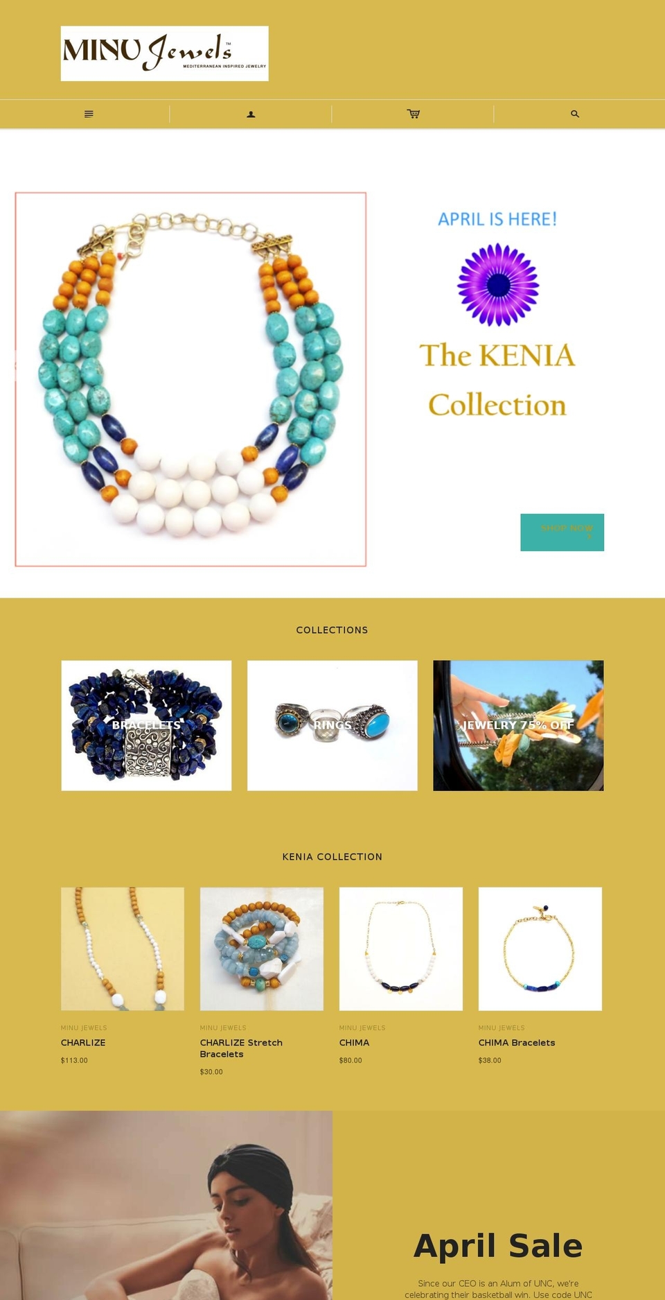 minujewels.com shopify website screenshot