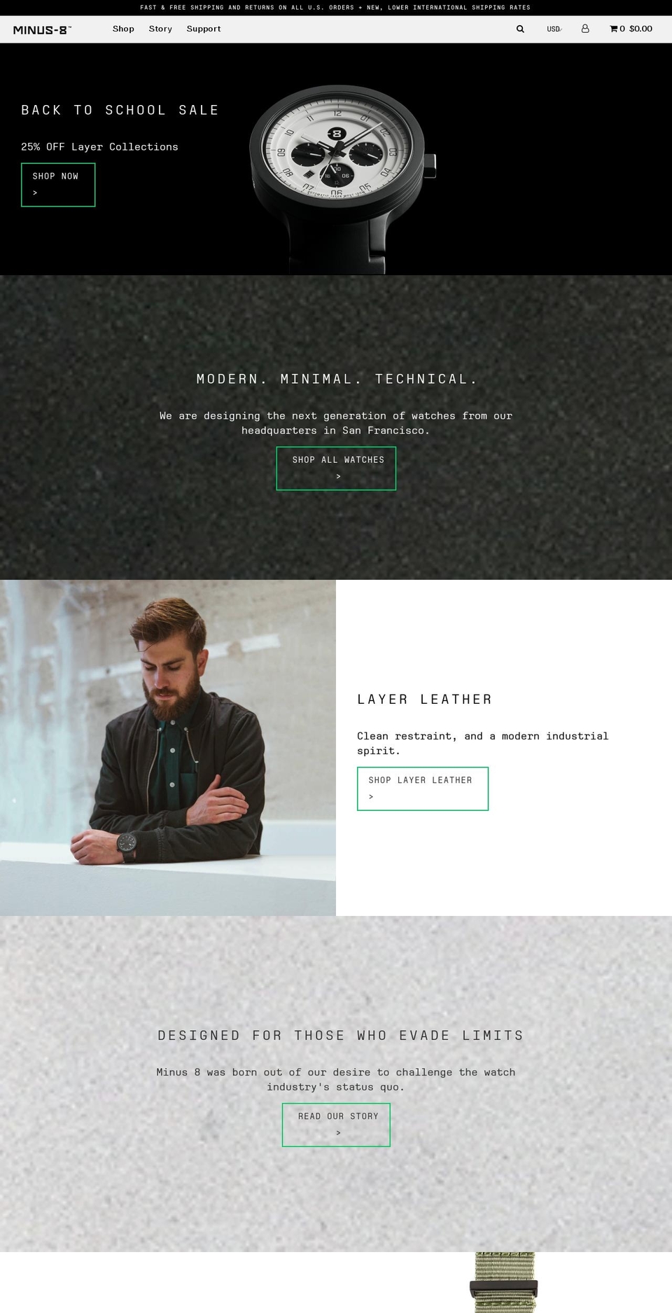 minus8watch.com — Shopify storefront screenshot