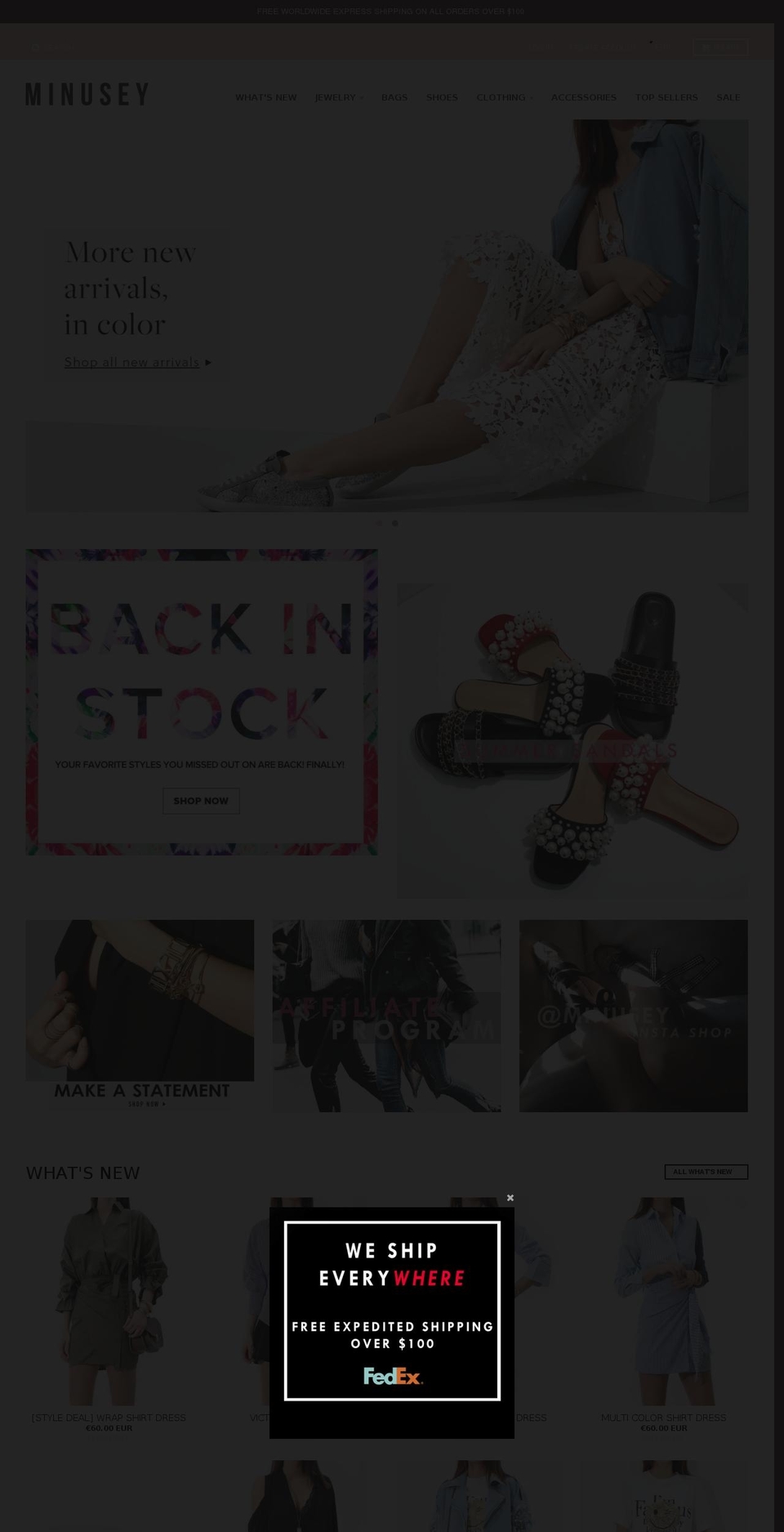 minusey.com shopify website screenshot