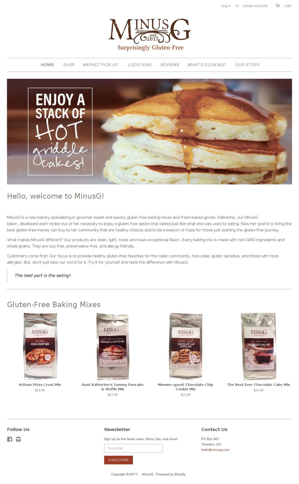 minusg.com shopify website screenshot