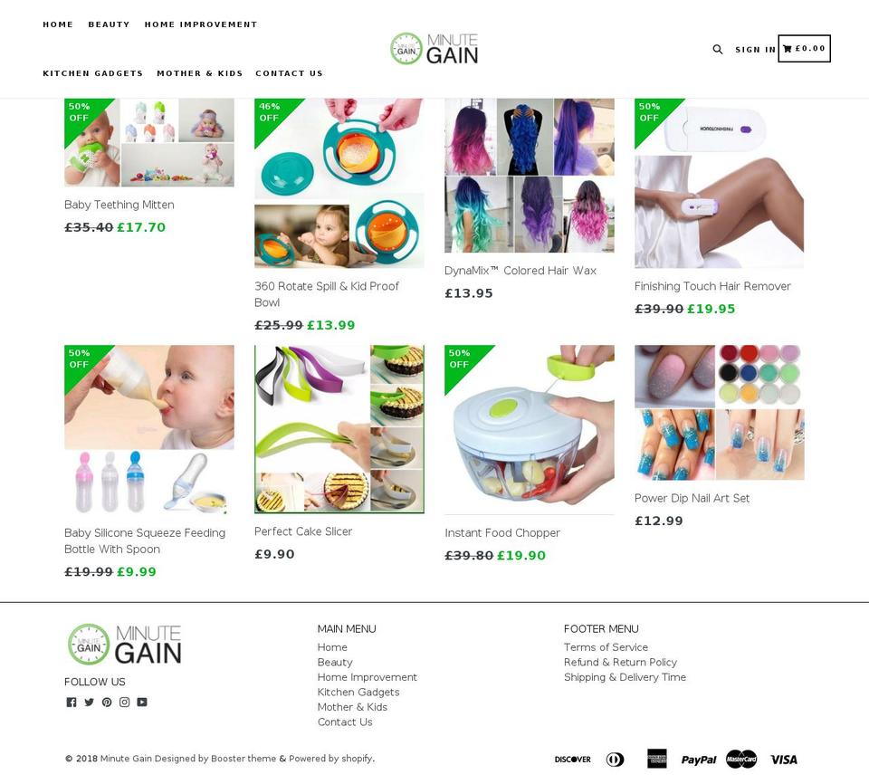 minutegain.com — Shopify storefront screenshot