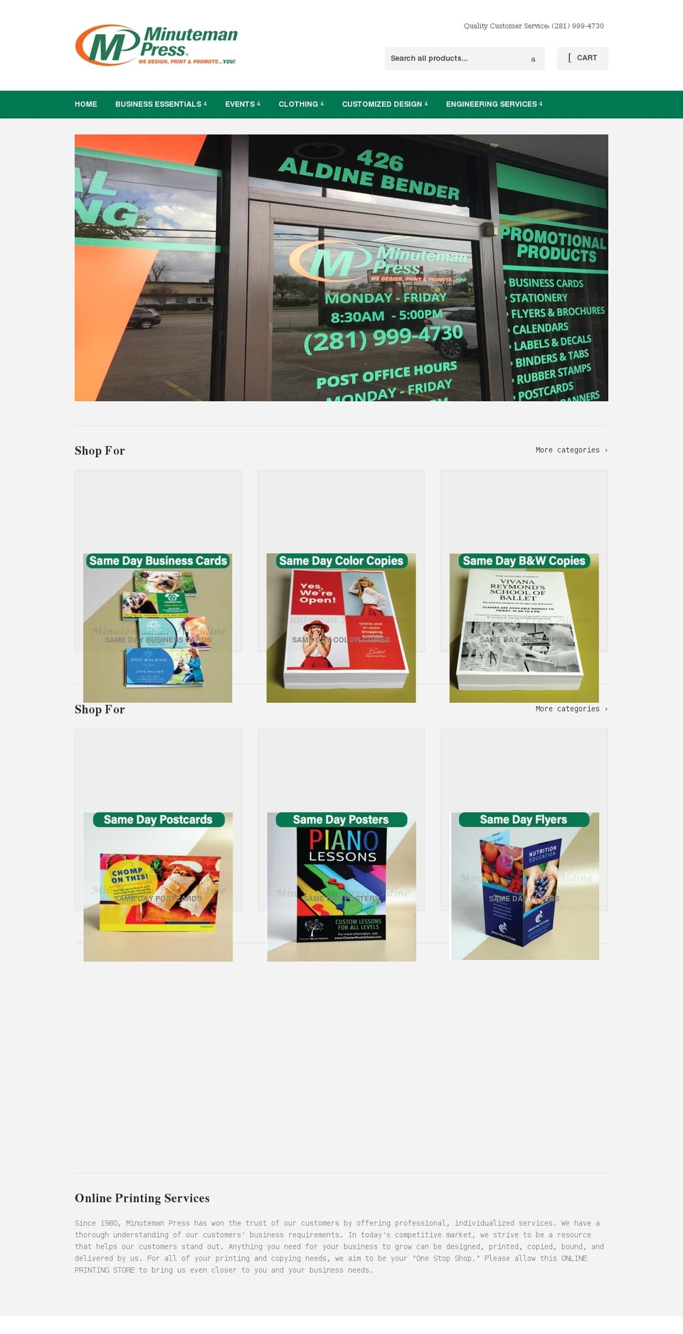 minutemanpress-aldine.com shopify website screenshot