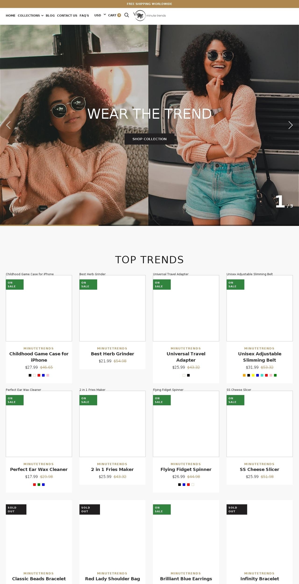 minutetrends.com — Shopify storefront screenshot