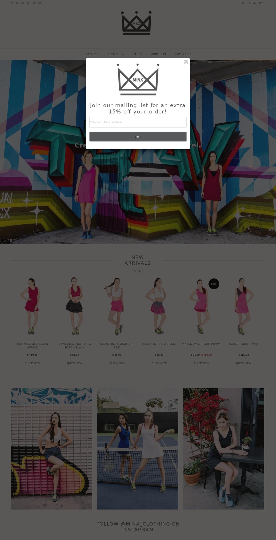 minx-clothing.com shopify website screenshot