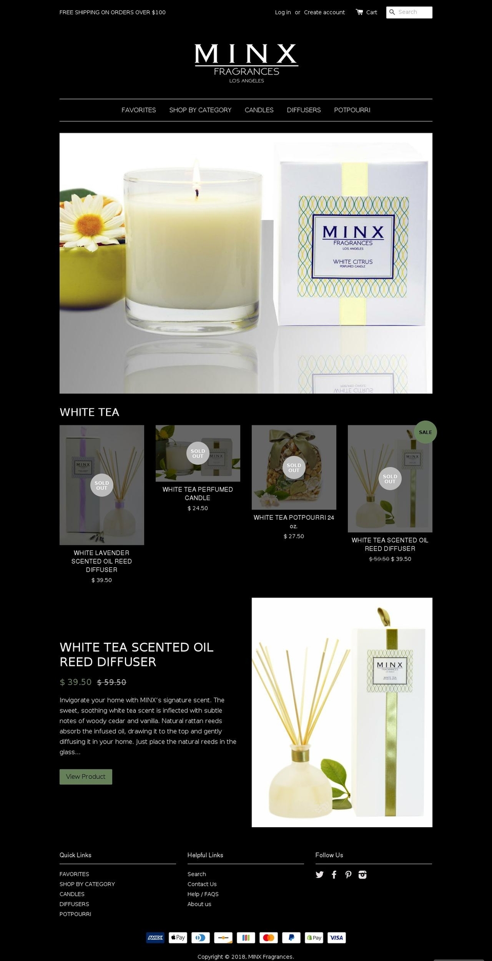 minxfragrances.com — Shopify storefront screenshot