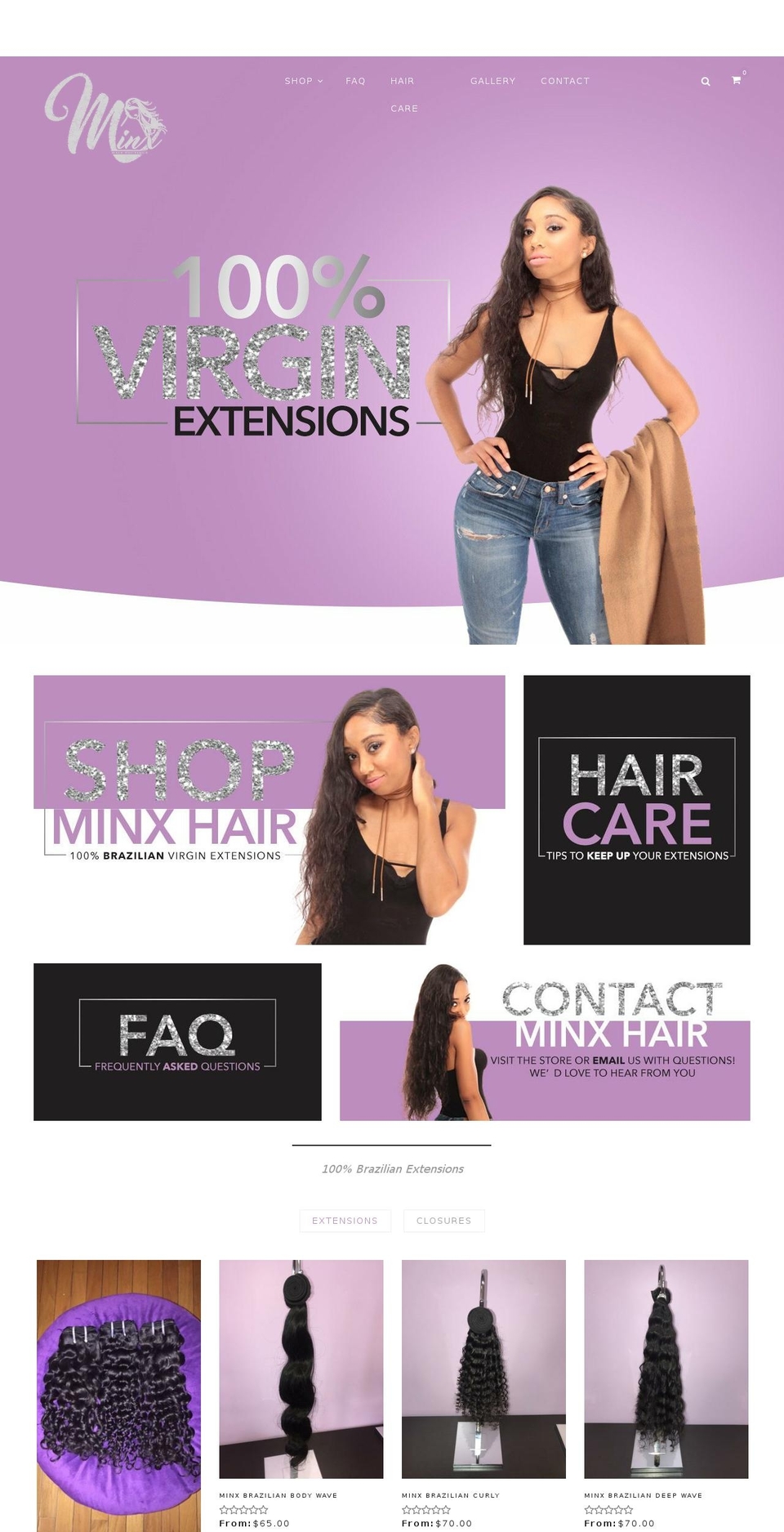 minxhairboutique.com — Shopify storefront screenshot