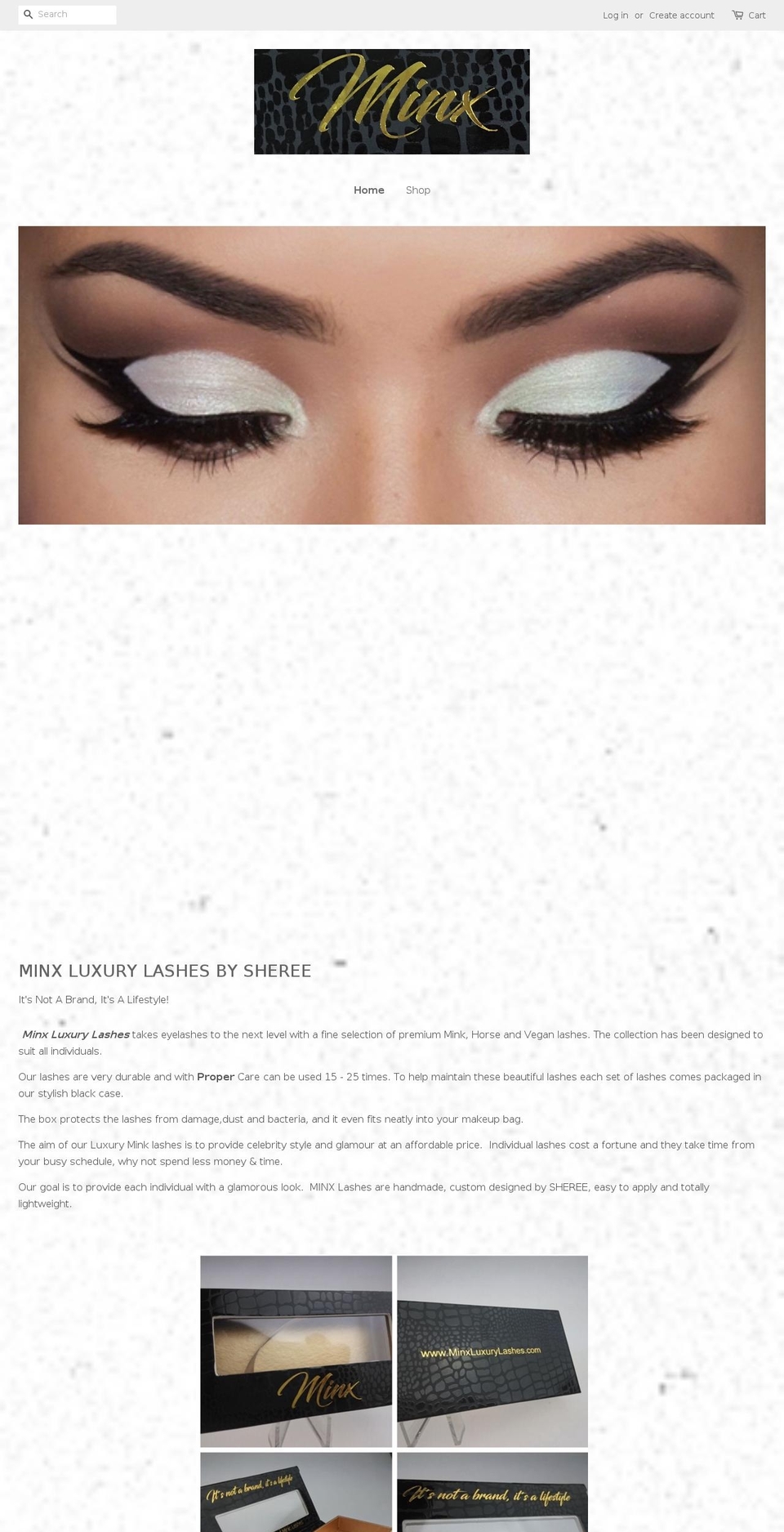 minxluxurylashes.com shopify website screenshot