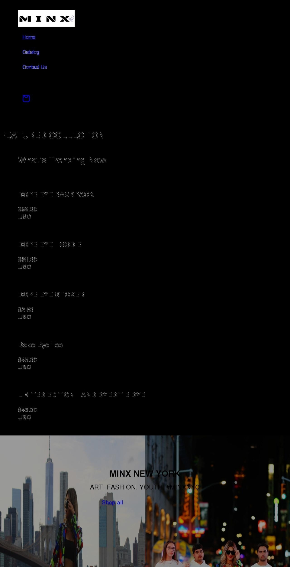 minxnewyork.com shopify website screenshot