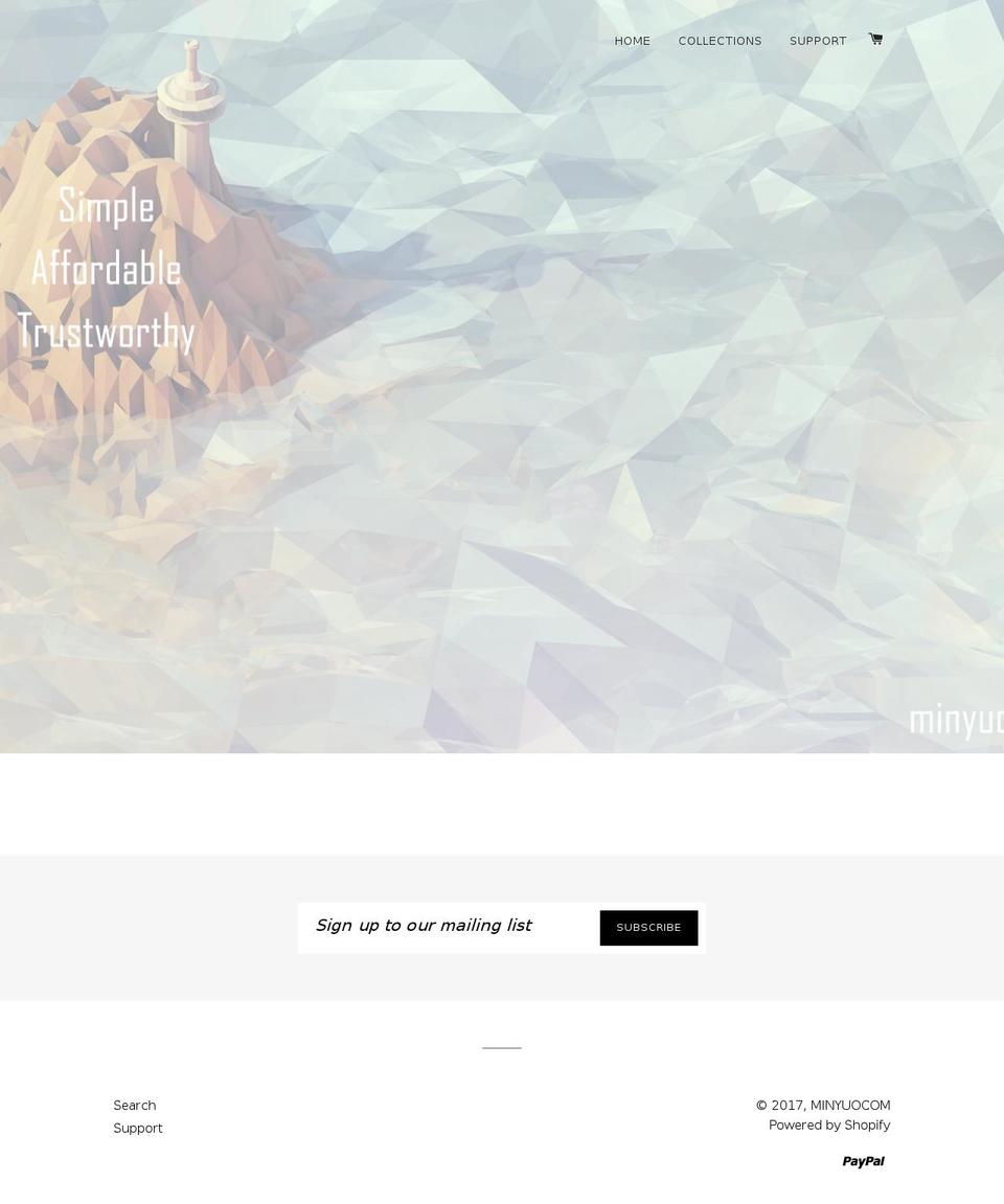 minyuo.com shopify website screenshot