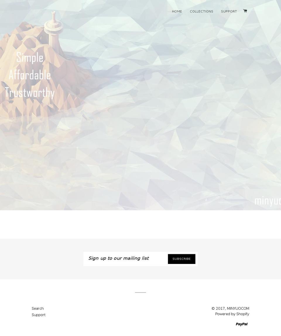 minyuocom.com shopify website screenshot