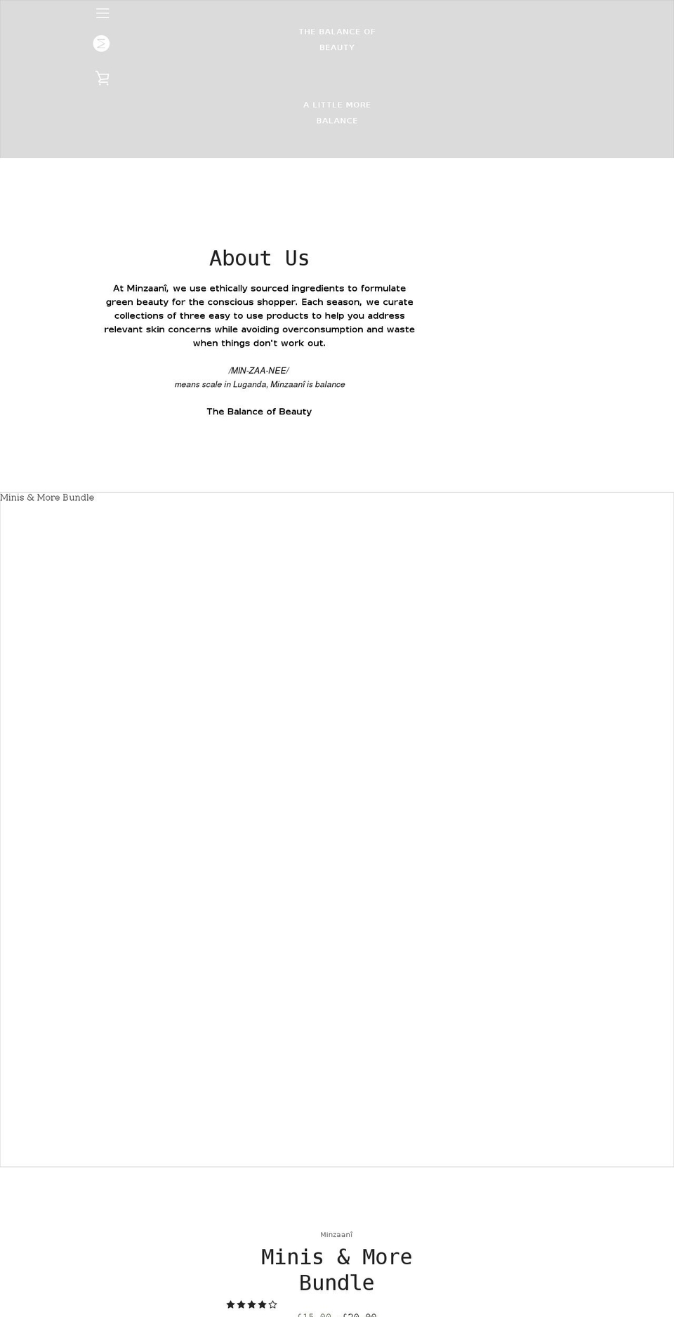 minzaani.co.uk shopify website screenshot
