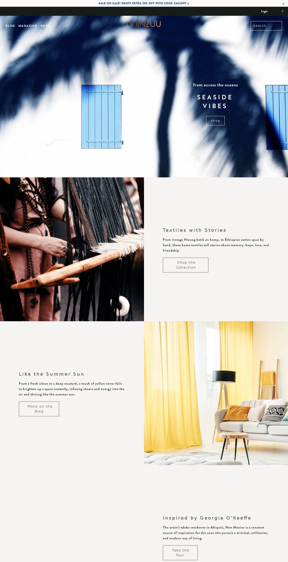 minzuu.com shopify website screenshot