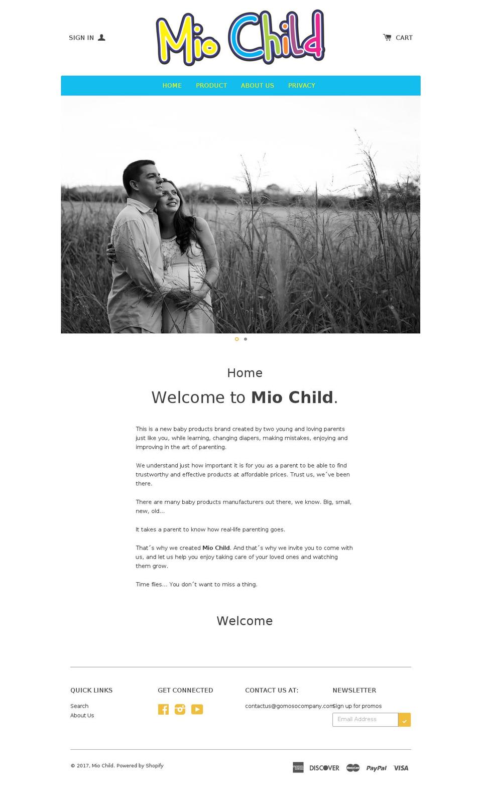 miochild.com shopify website screenshot