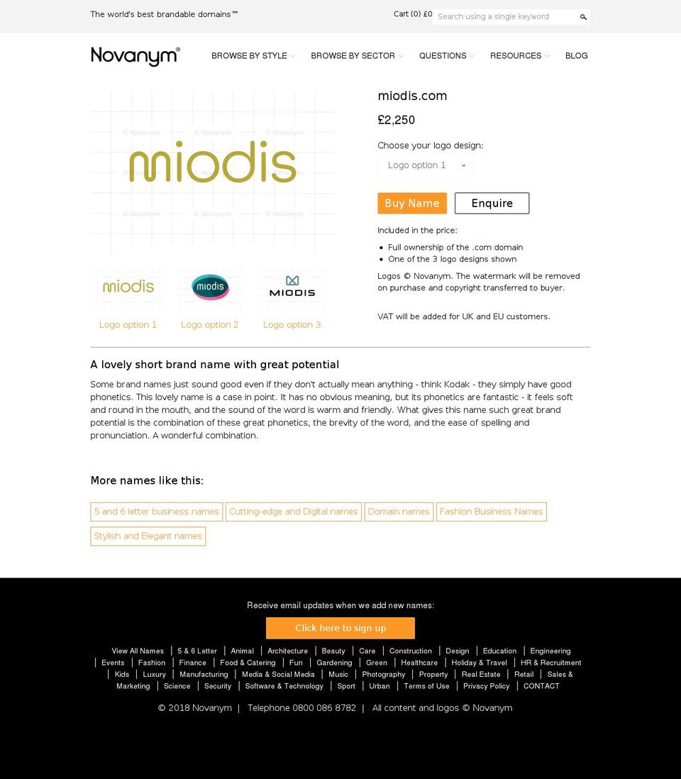 miodis.com shopify website screenshot