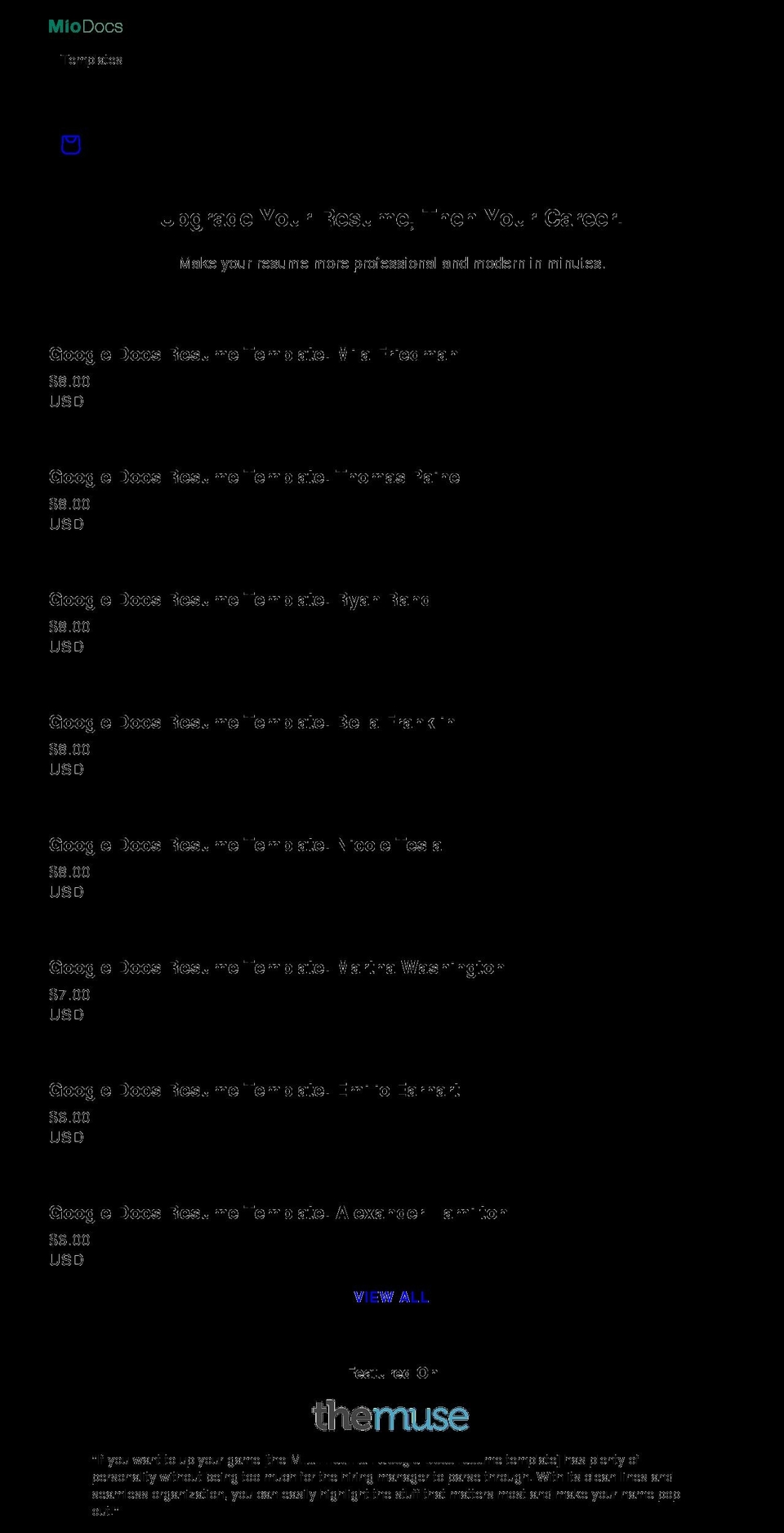 miodocs.com shopify website screenshot