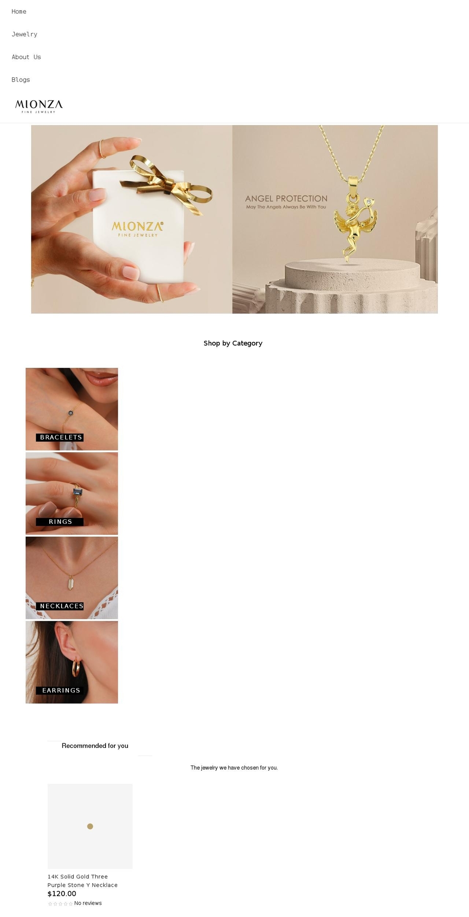 mionza.com shopify website screenshot
