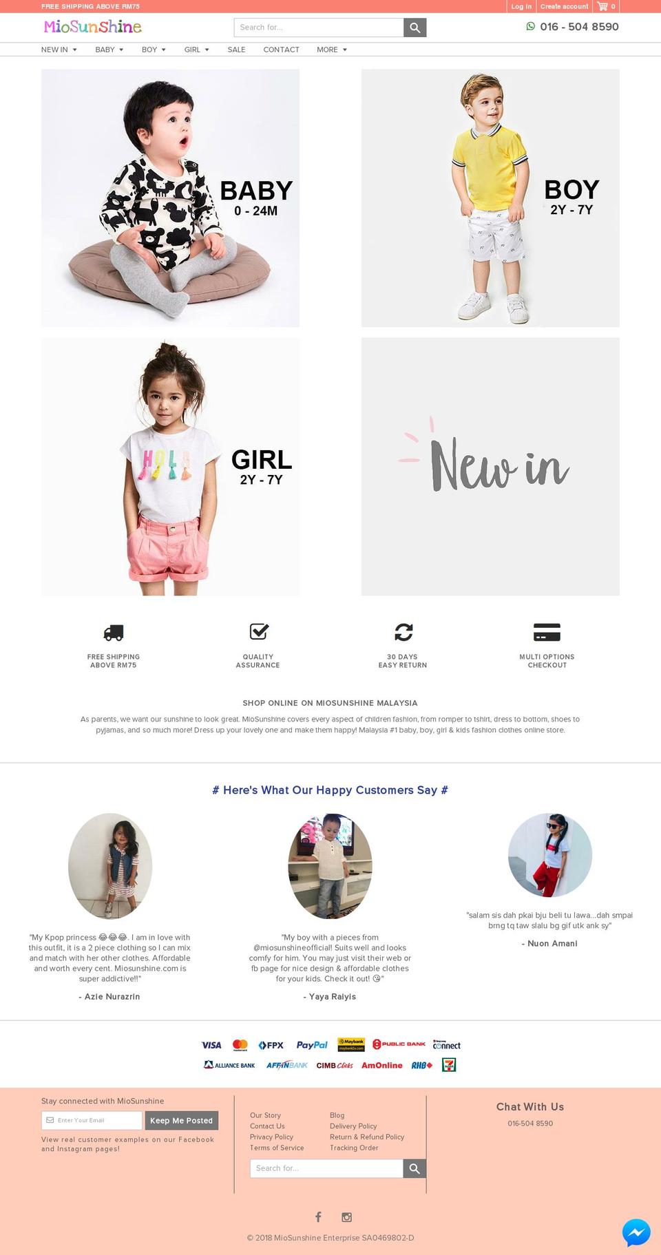 miosunshine.com — Shopify storefront screenshot