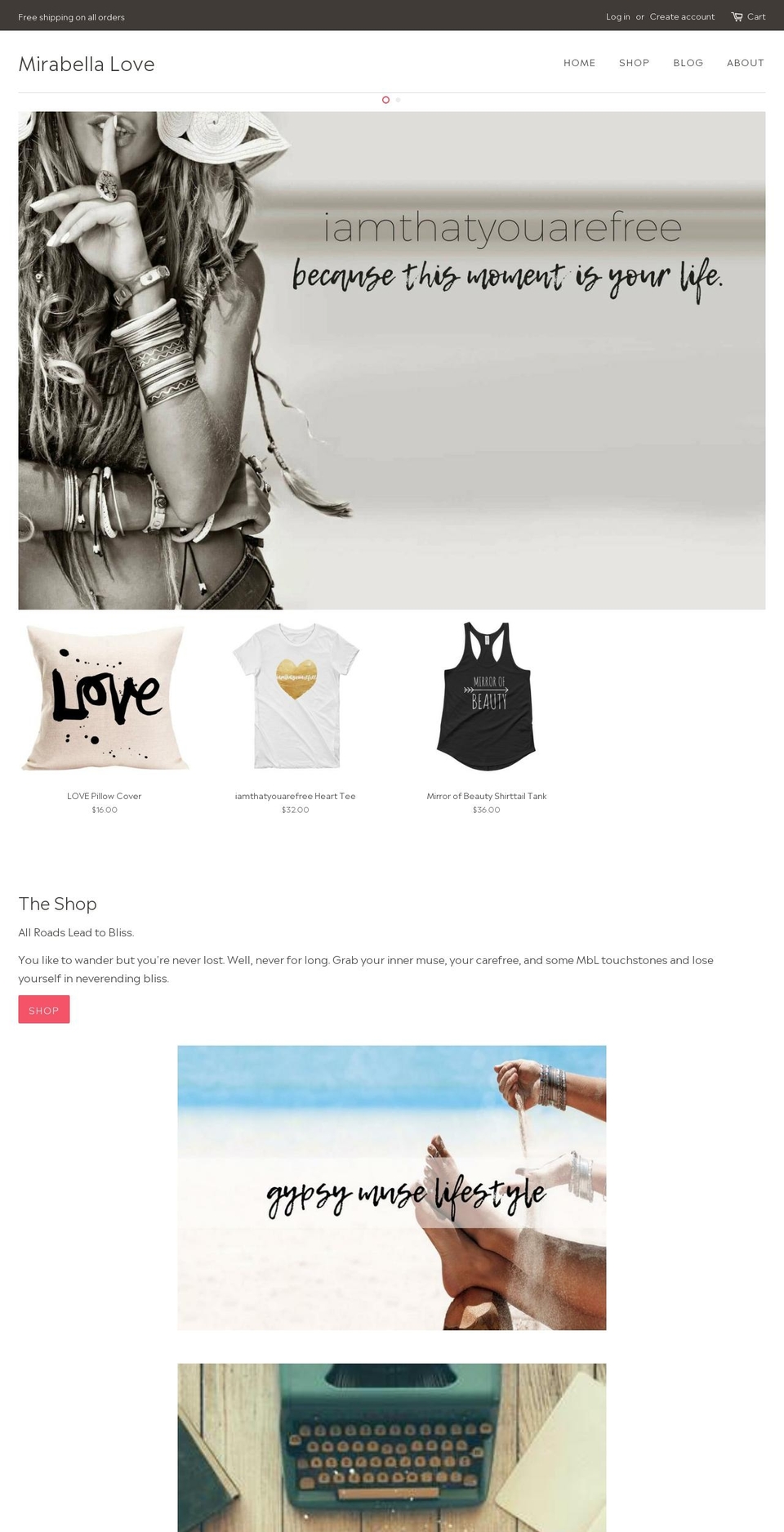 mirabellalove.com — Shopify storefront screenshot