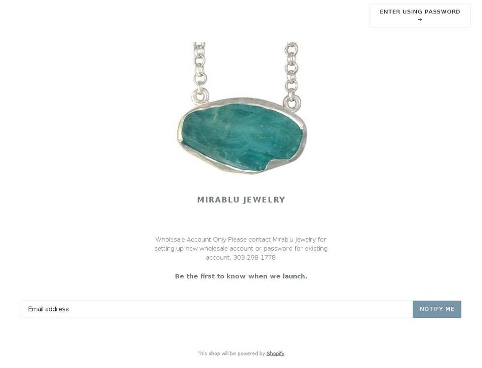 mirablujewelry.com — Shopify storefront screenshot