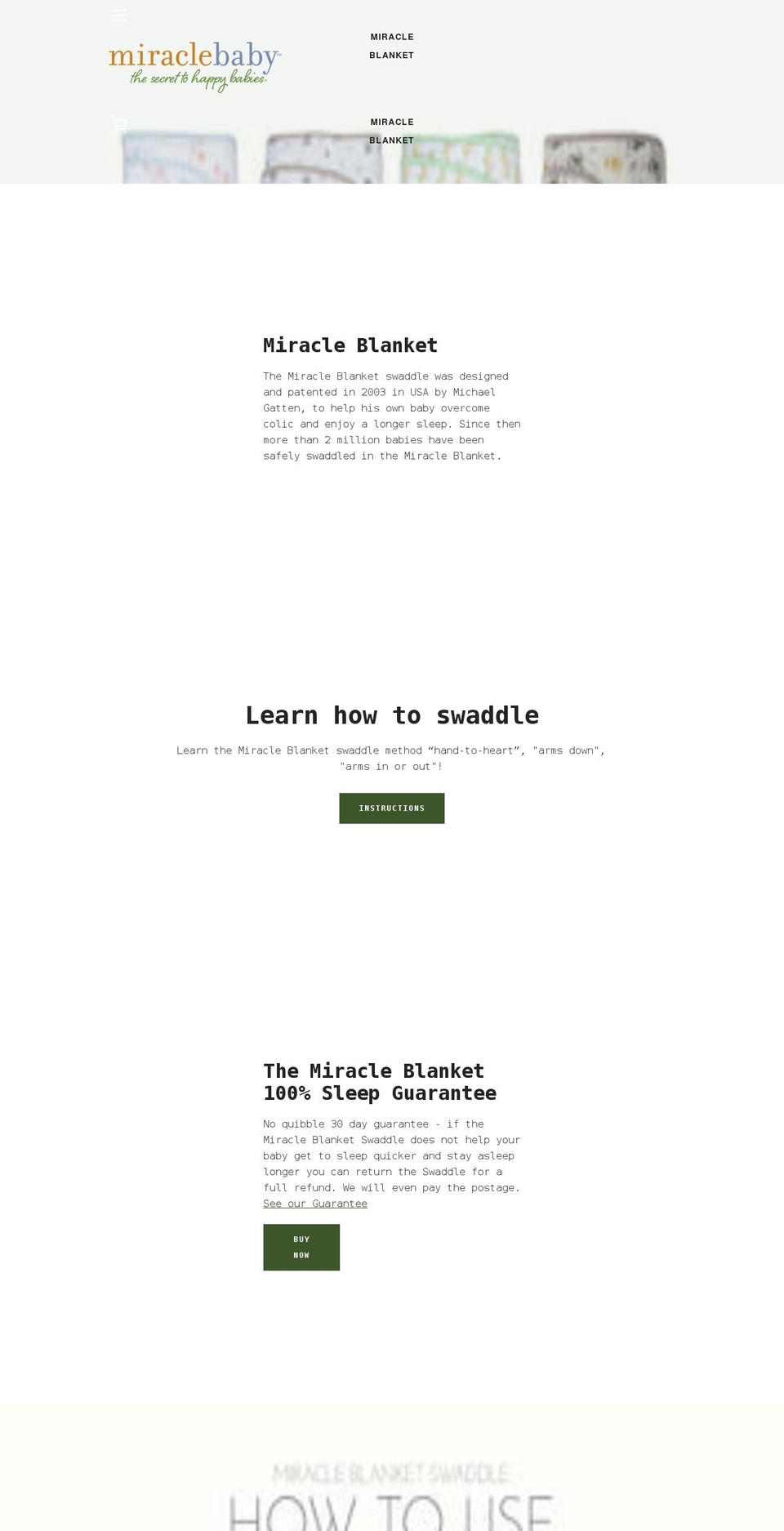 miracleblanket.co.uk shopify website screenshot