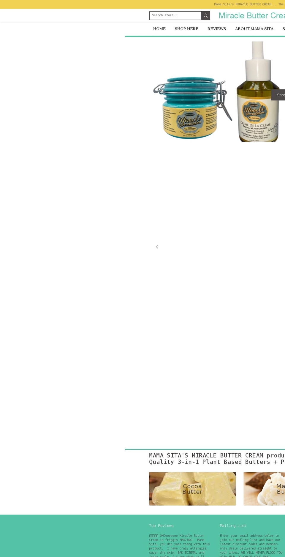 miraclebuttercream.com shopify website screenshot