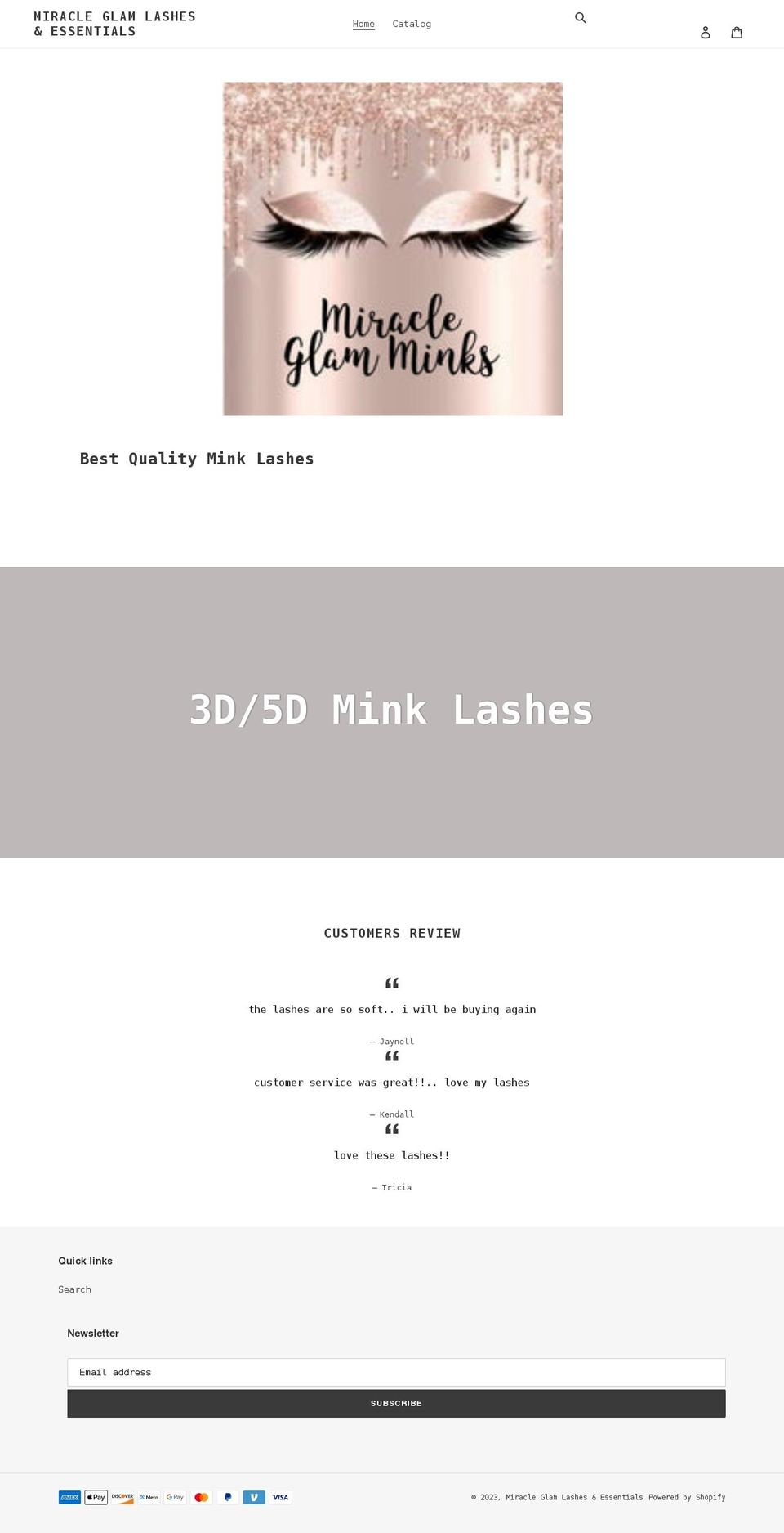 miracleglamessentials.com shopify website screenshot