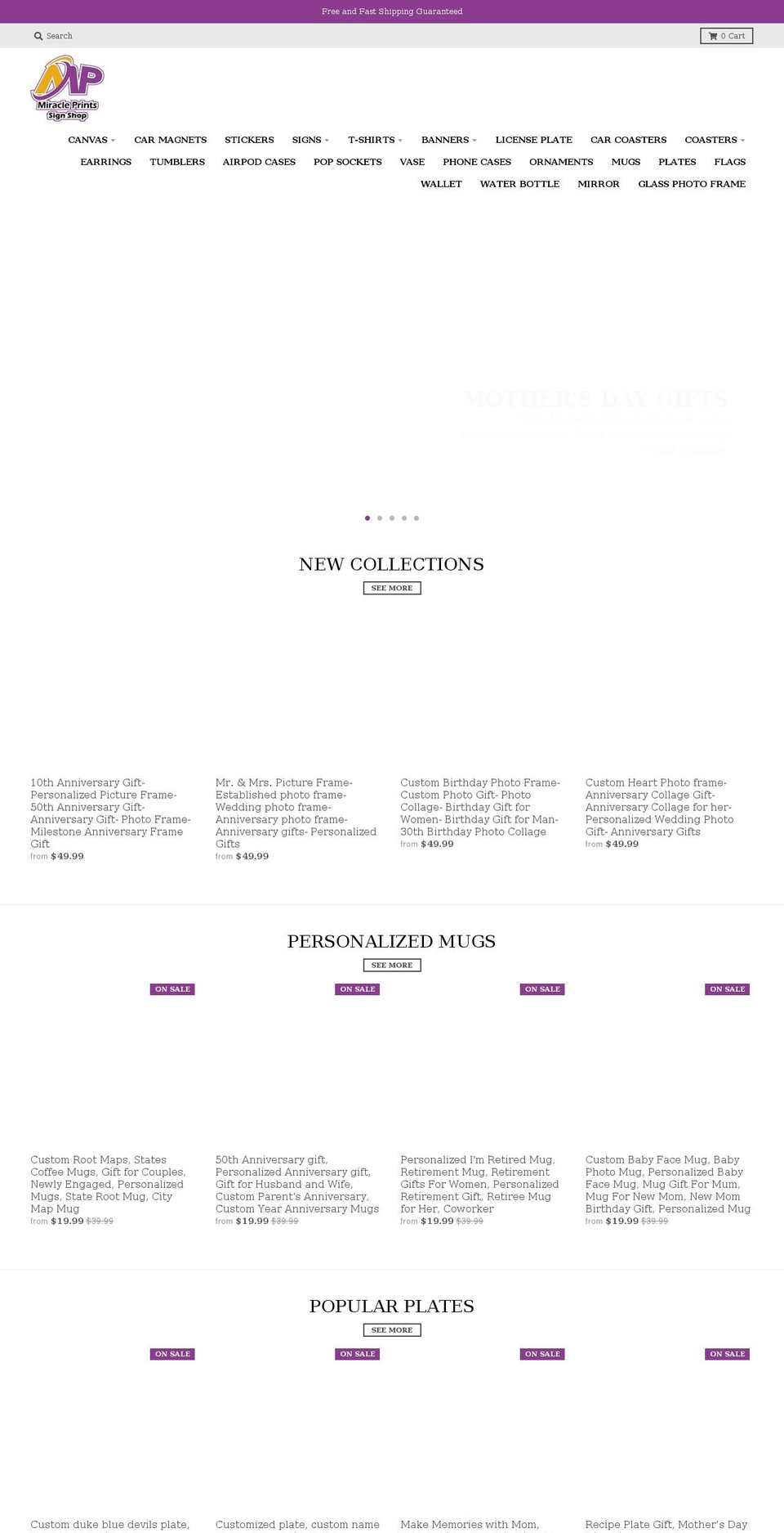 miracleprints4u.com shopify website screenshot