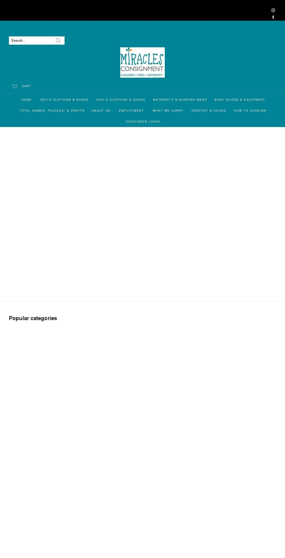 miraclesconsignmentshop.com shopify website screenshot
